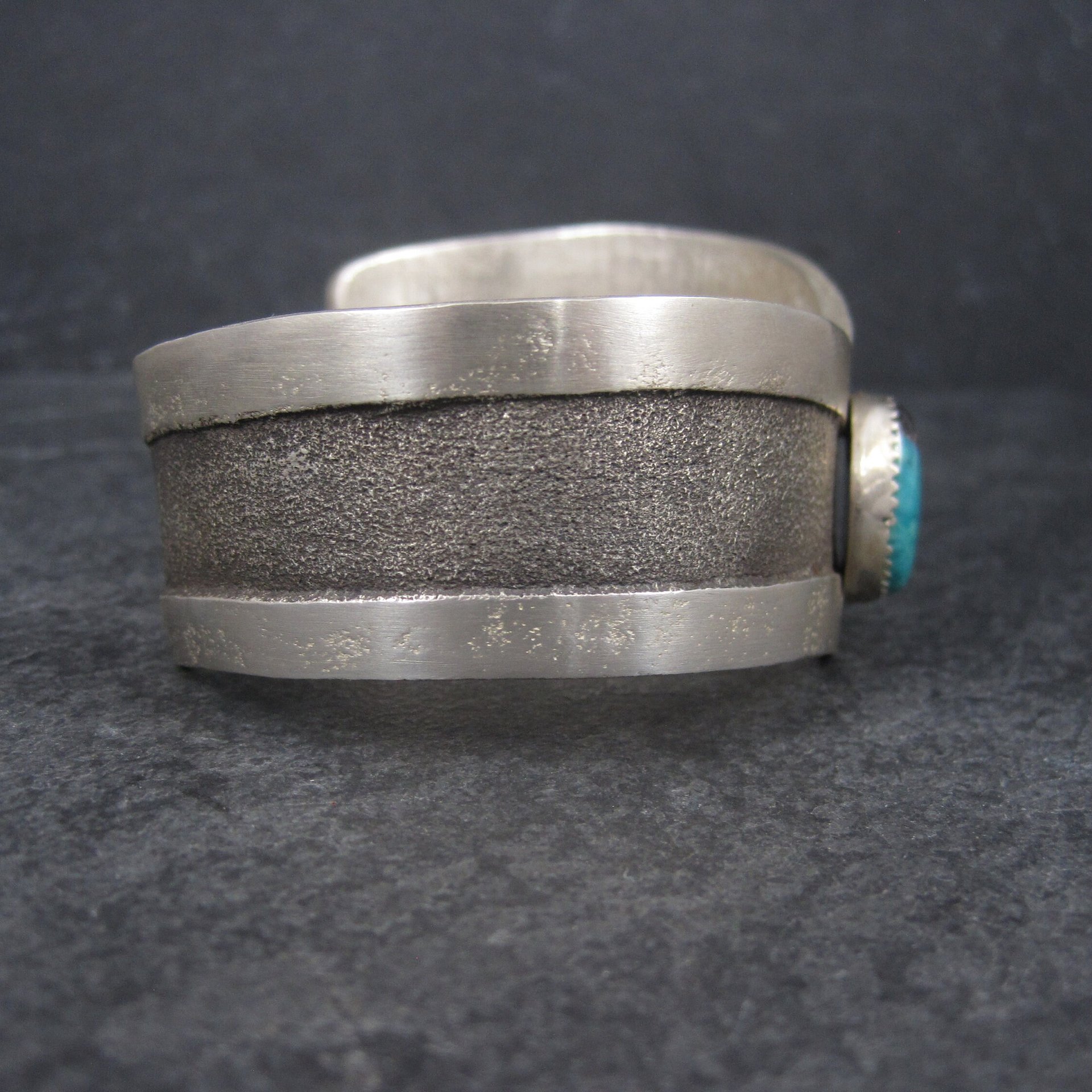 Vintage Navajo Sterling Tufa Turquoise Cuff Bracelet 6.75 Inches