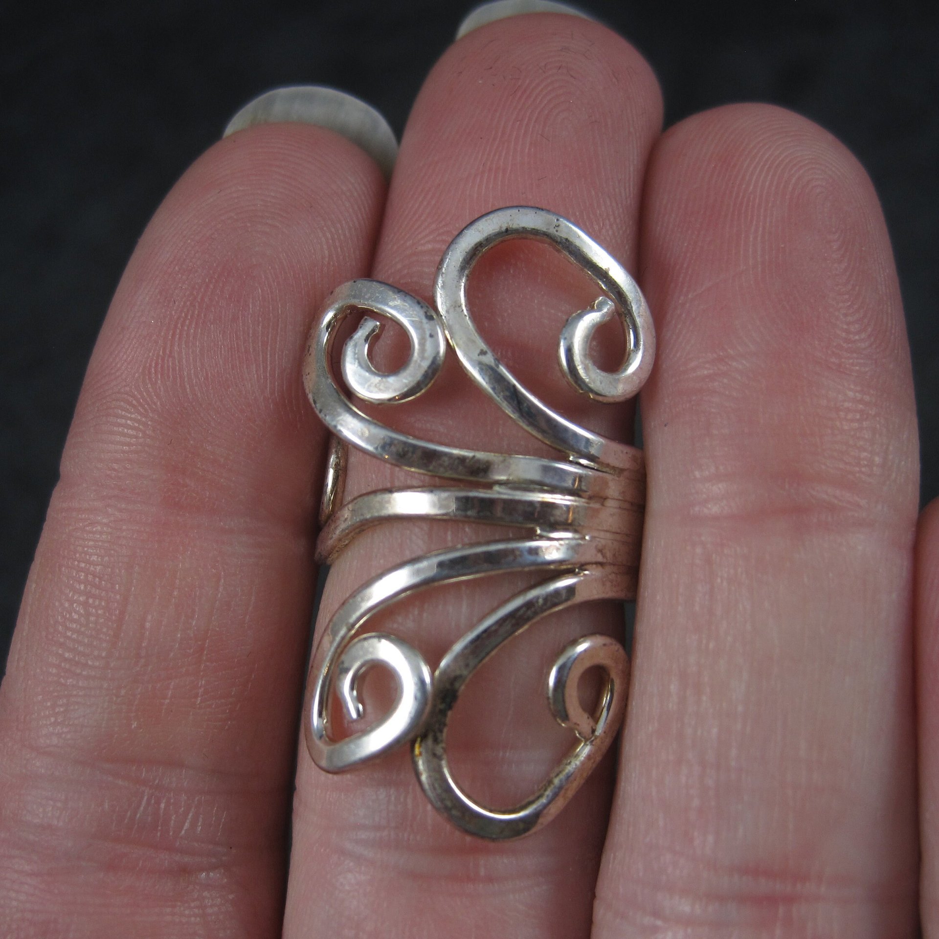 Vintage 80s Modernist Sterling Swirl Ring Size 5.5