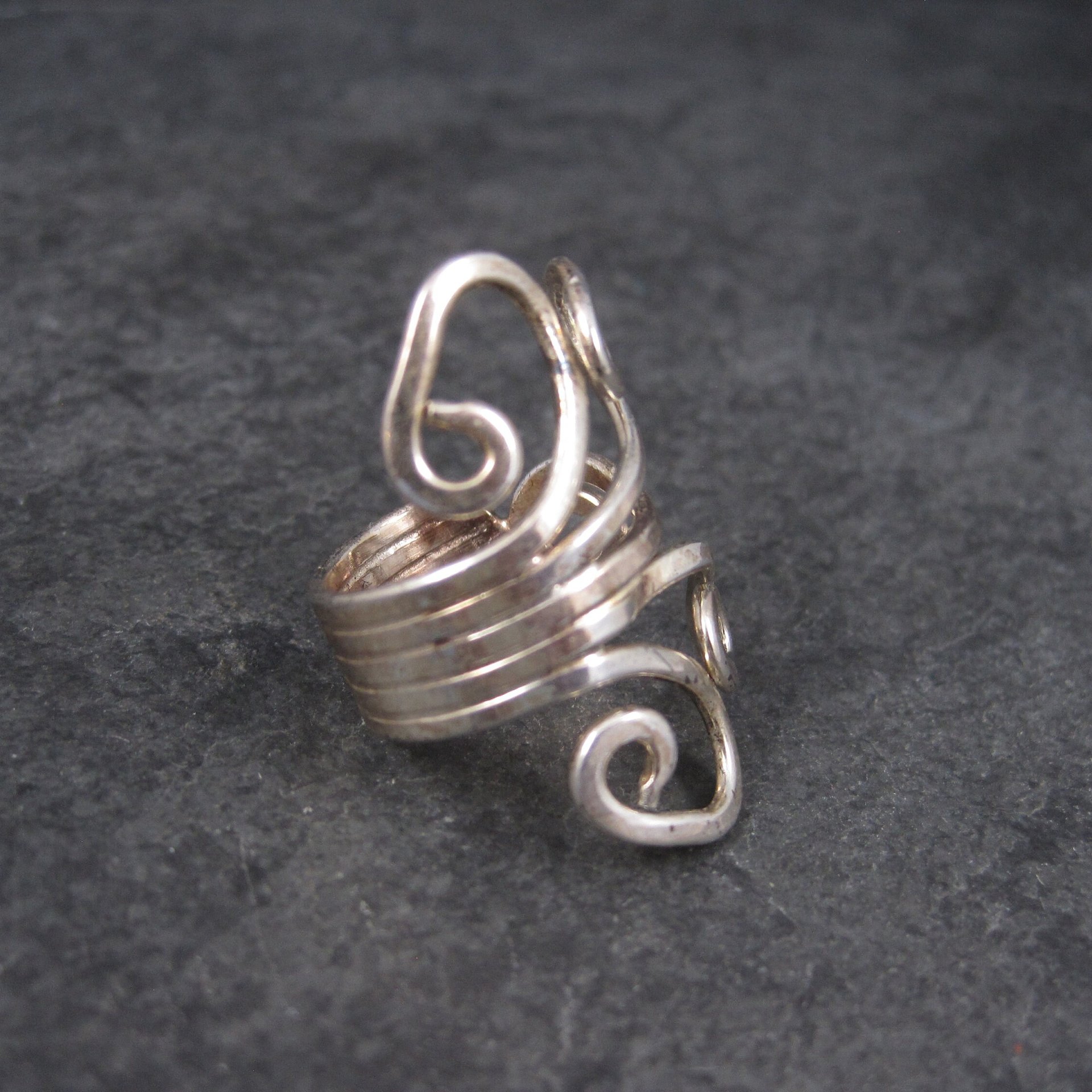 Vintage 80s Modernist Sterling Swirl Ring Size 5.5