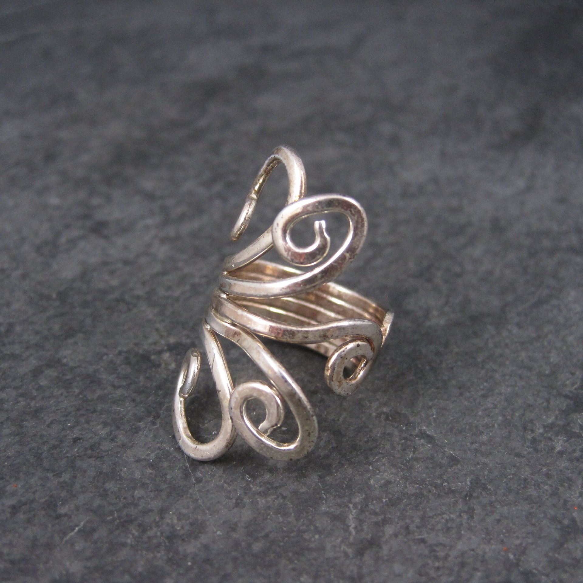 Vintage 80s Modernist Sterling Swirl Ring Size 5.5