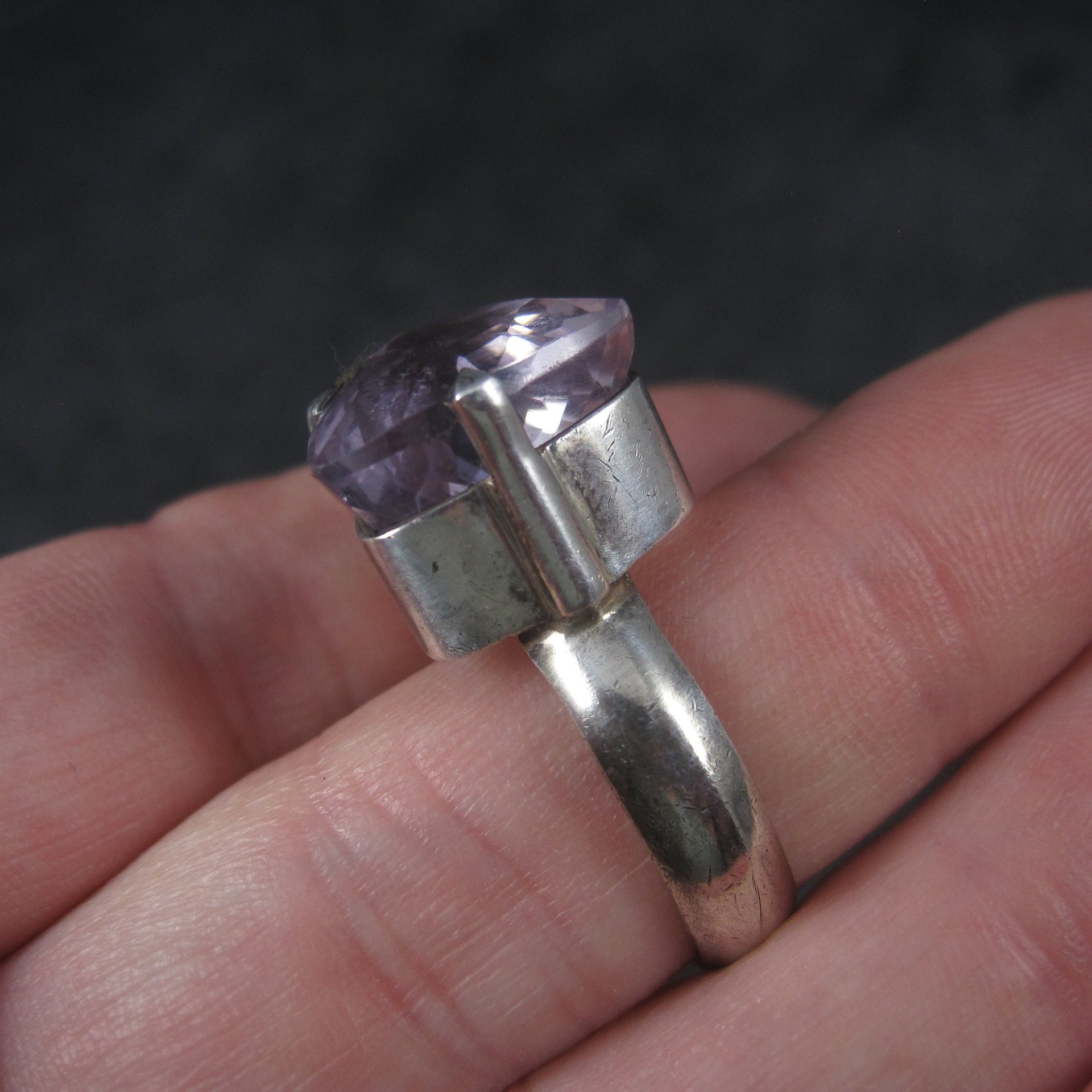 Huge Pink Amethyst Ring Sterling Size 10.5