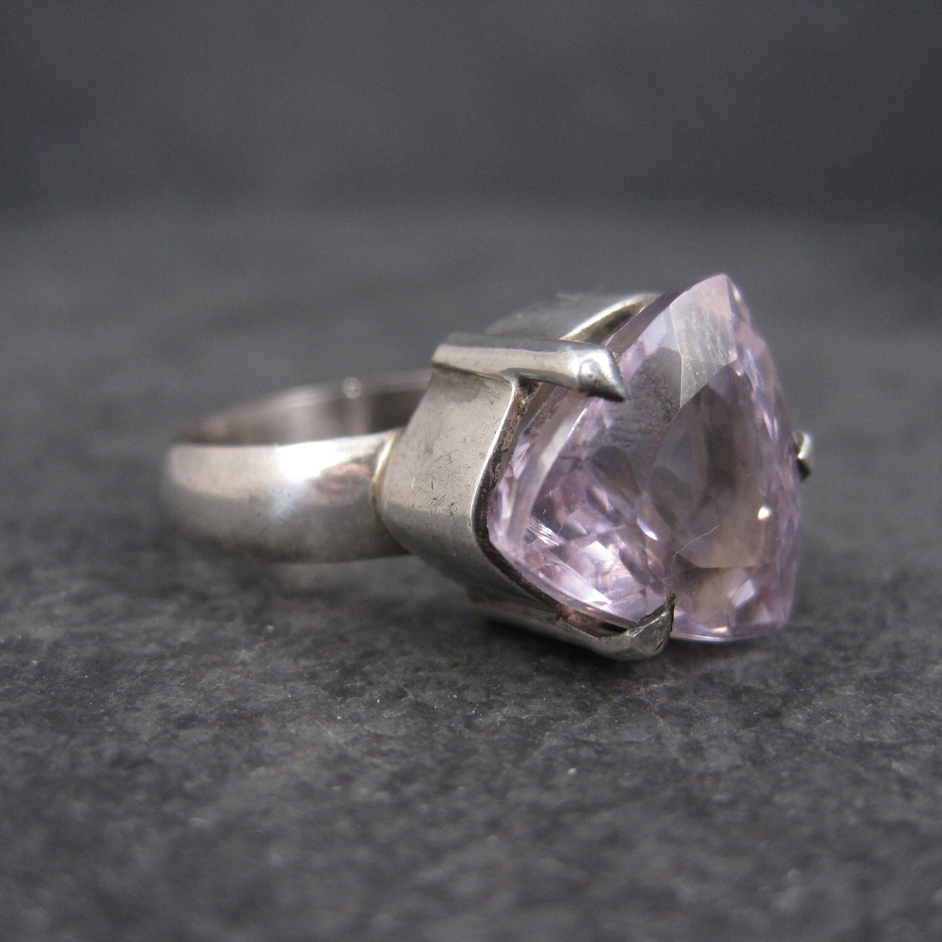 Huge Pink Amethyst Ring Sterling Size 10.5