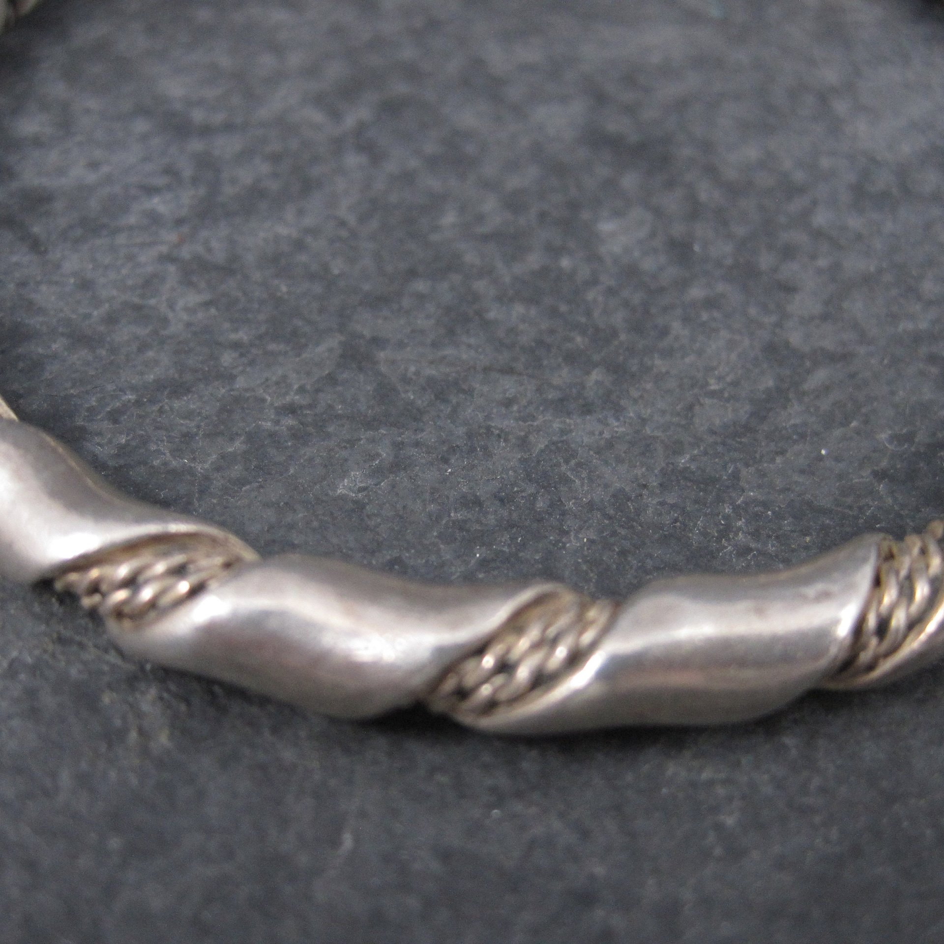 Heavy Vintage Twisted Sterling Bangle Bracelet 7.75 Inches