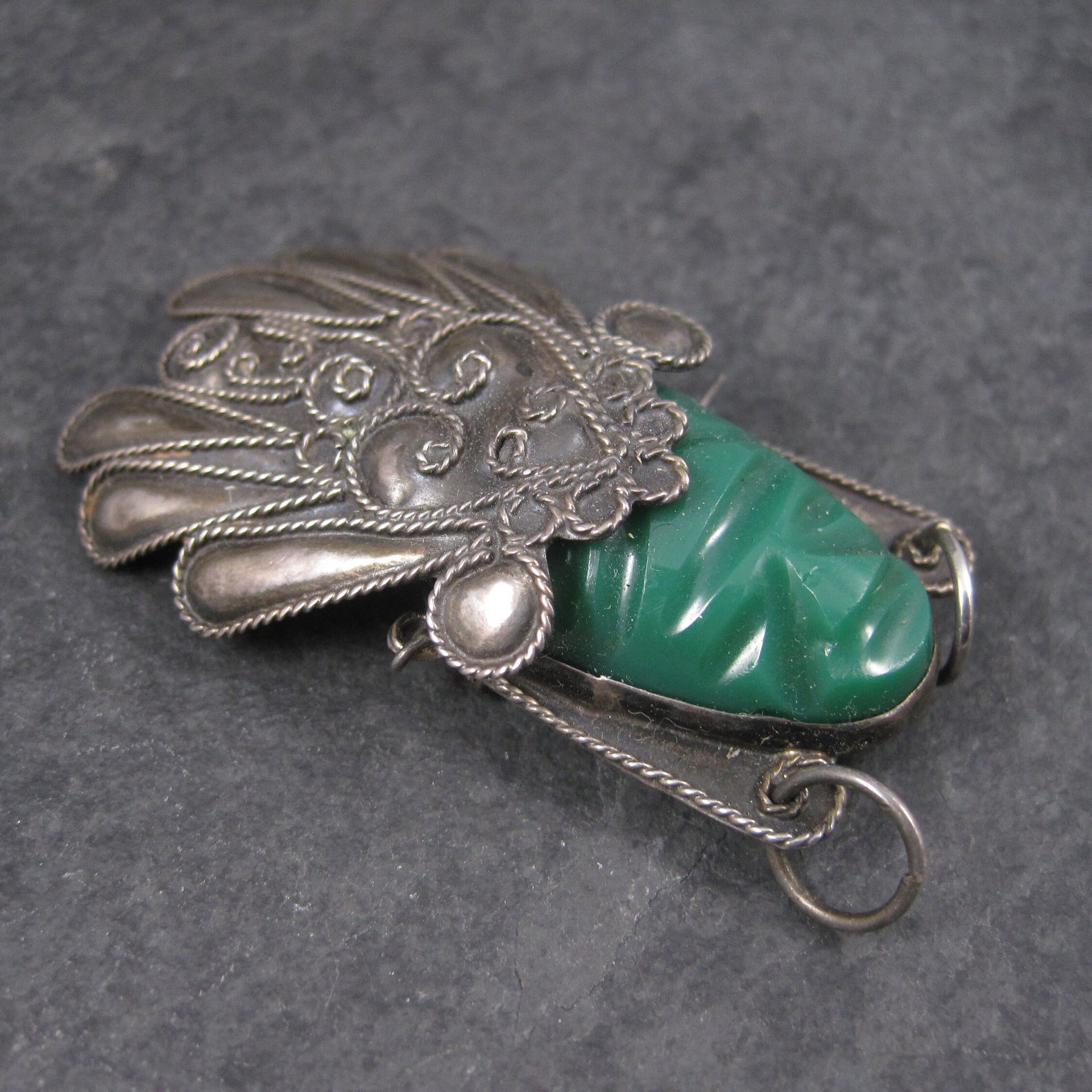 Vintage Mexican Sterling Mayan Mask Brooch AIM