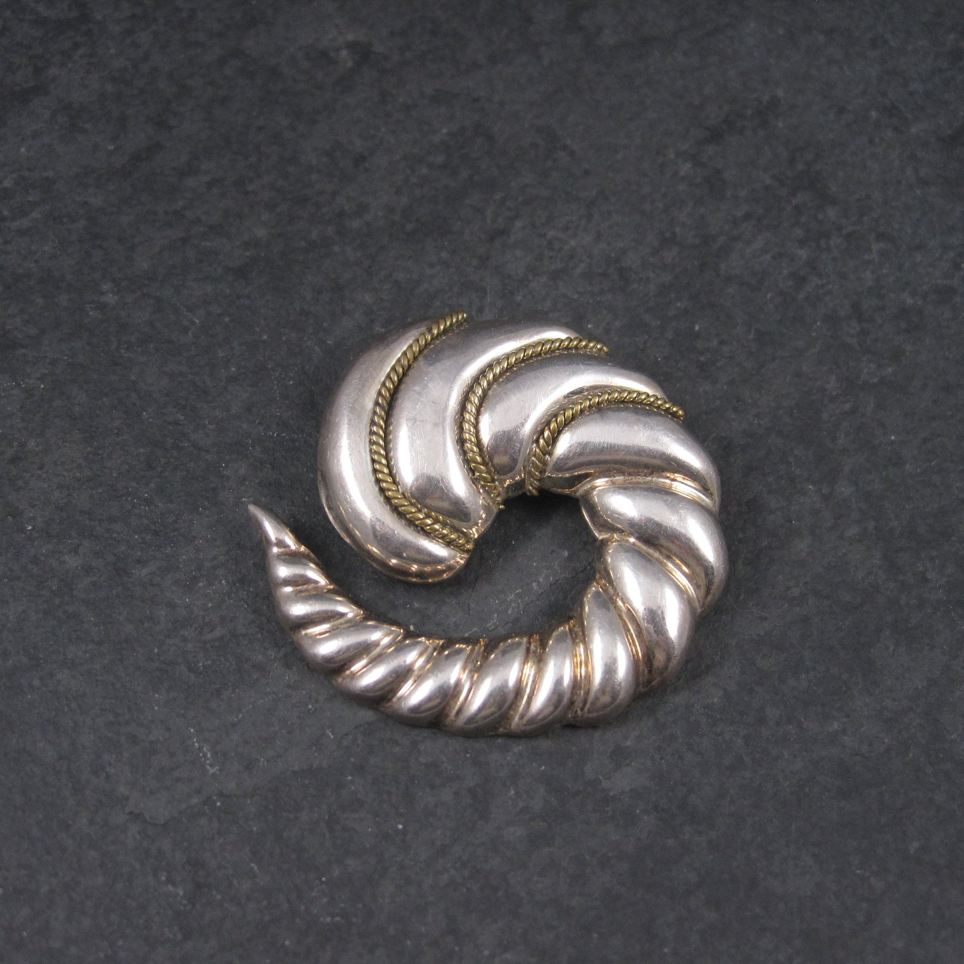 Vintage Mexican Sterling Swirl Brooch Pendant Laton