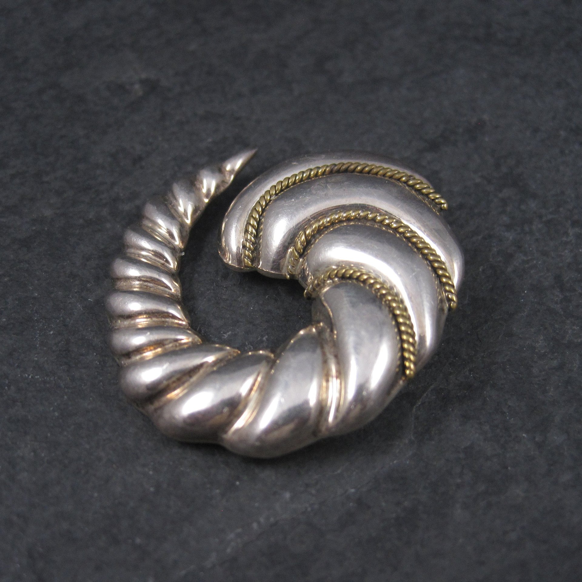 Vintage Mexican Sterling Swirl Brooch Pendant Laton