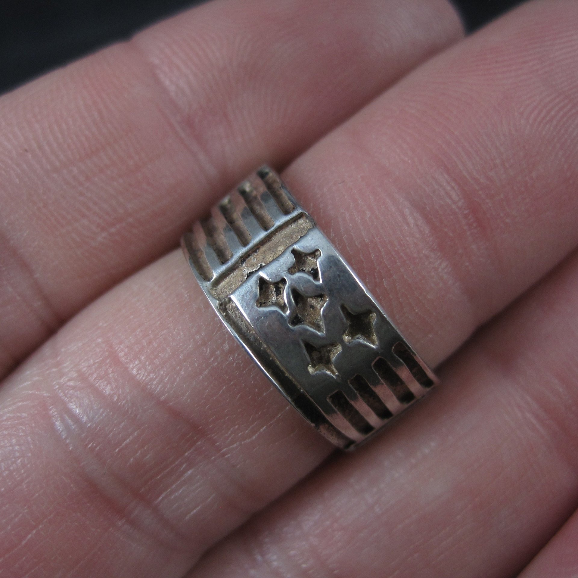 Vintage Sterling Flag Band Ring Size 5
