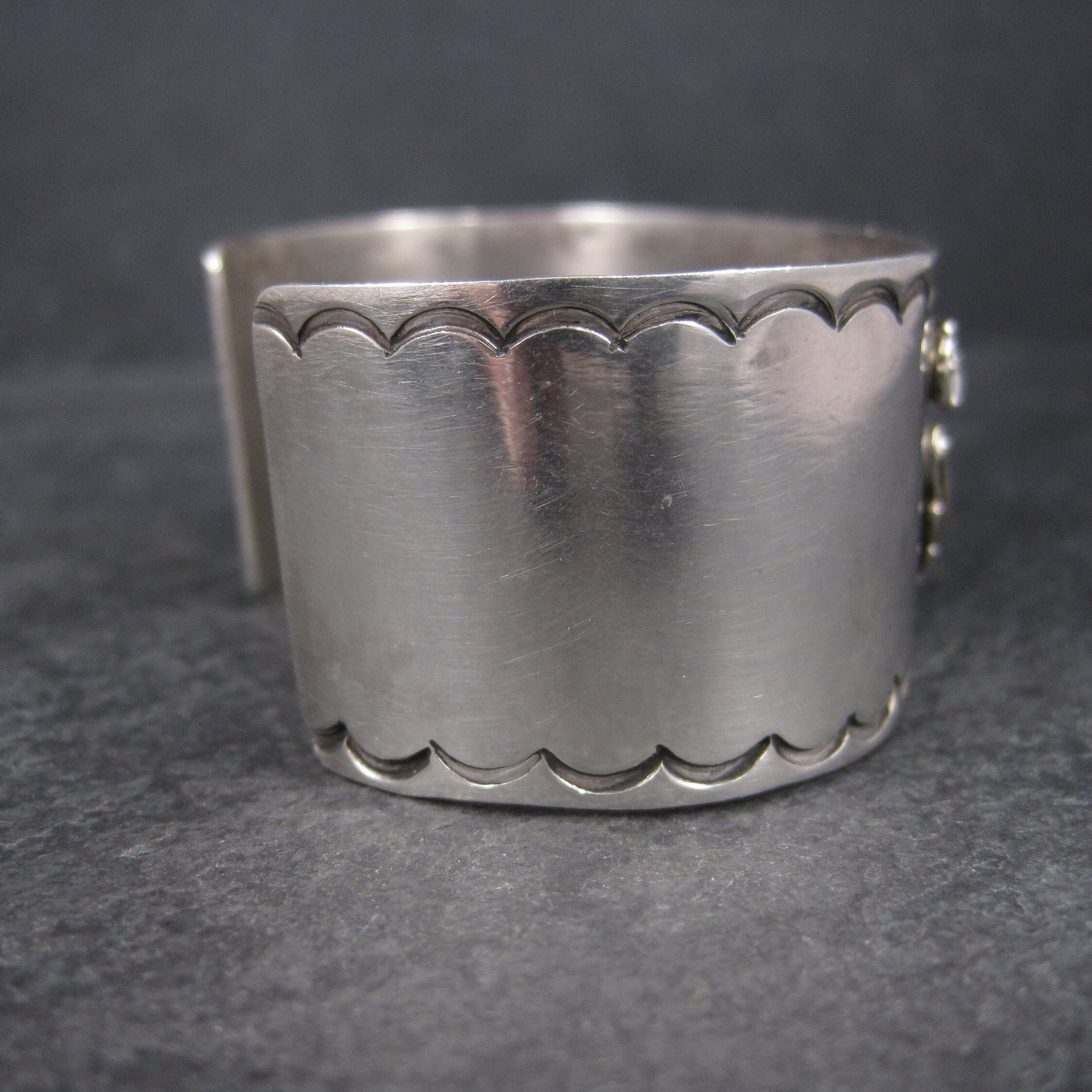 Vintage Southwestern Sterling Feather Cuff Bracelet 6 Inches