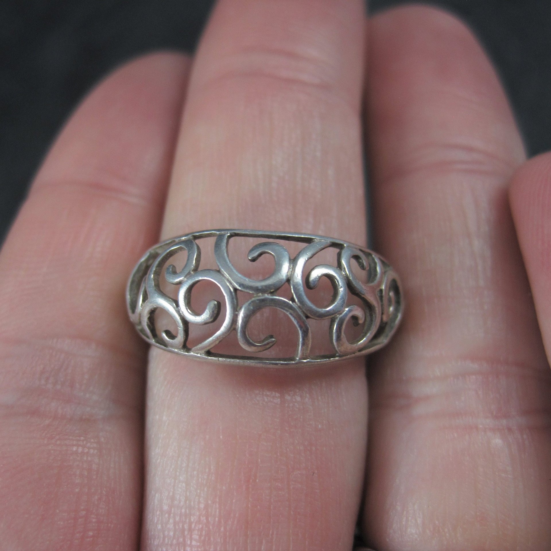 Vintage Sterling Filigree Ring Size 8