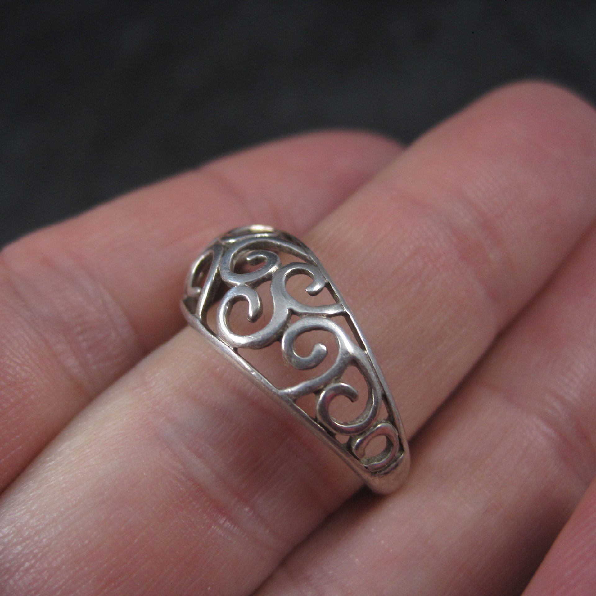 Vintage Sterling Filigree Ring Size 8