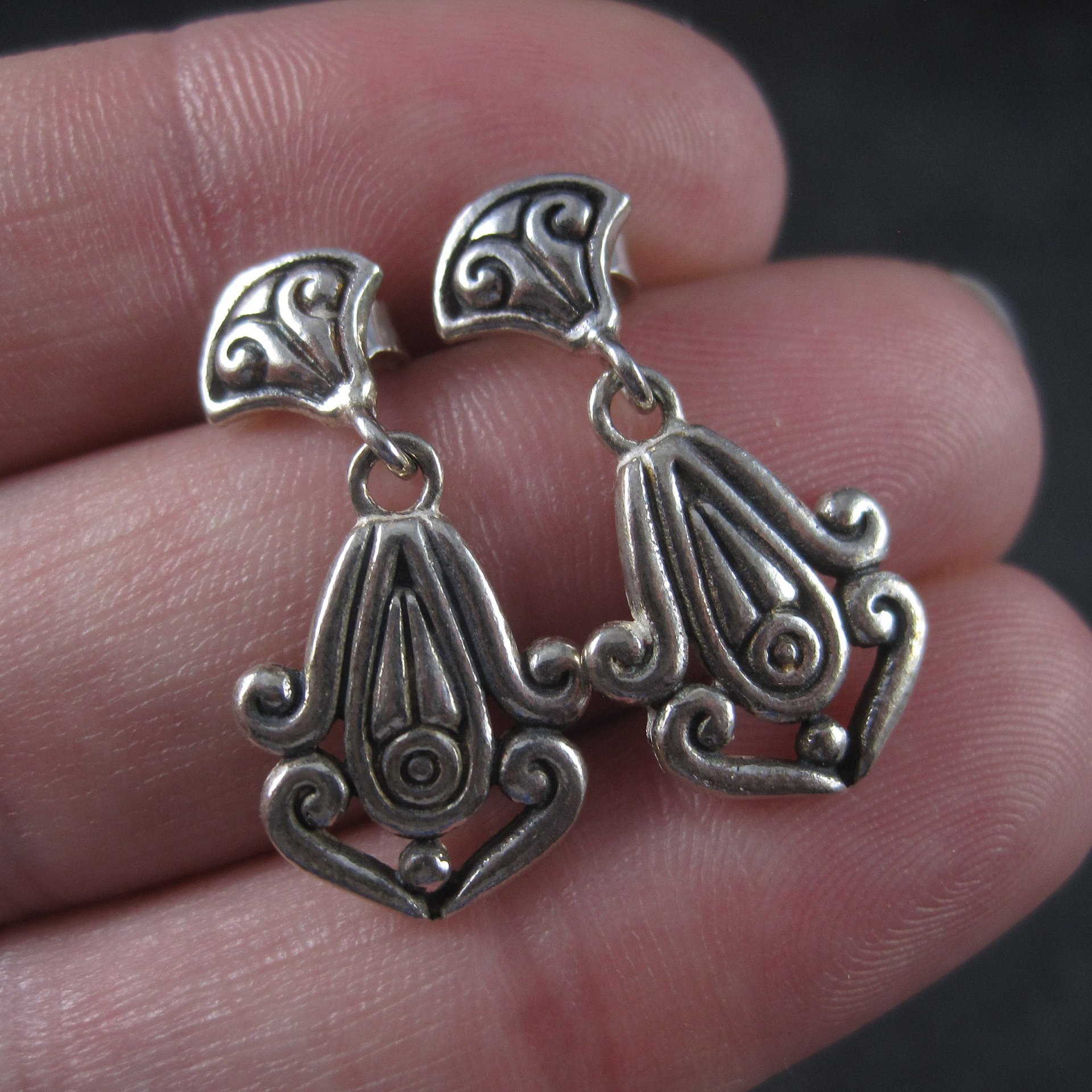 Vintage Sterling Victorian Style Earrings