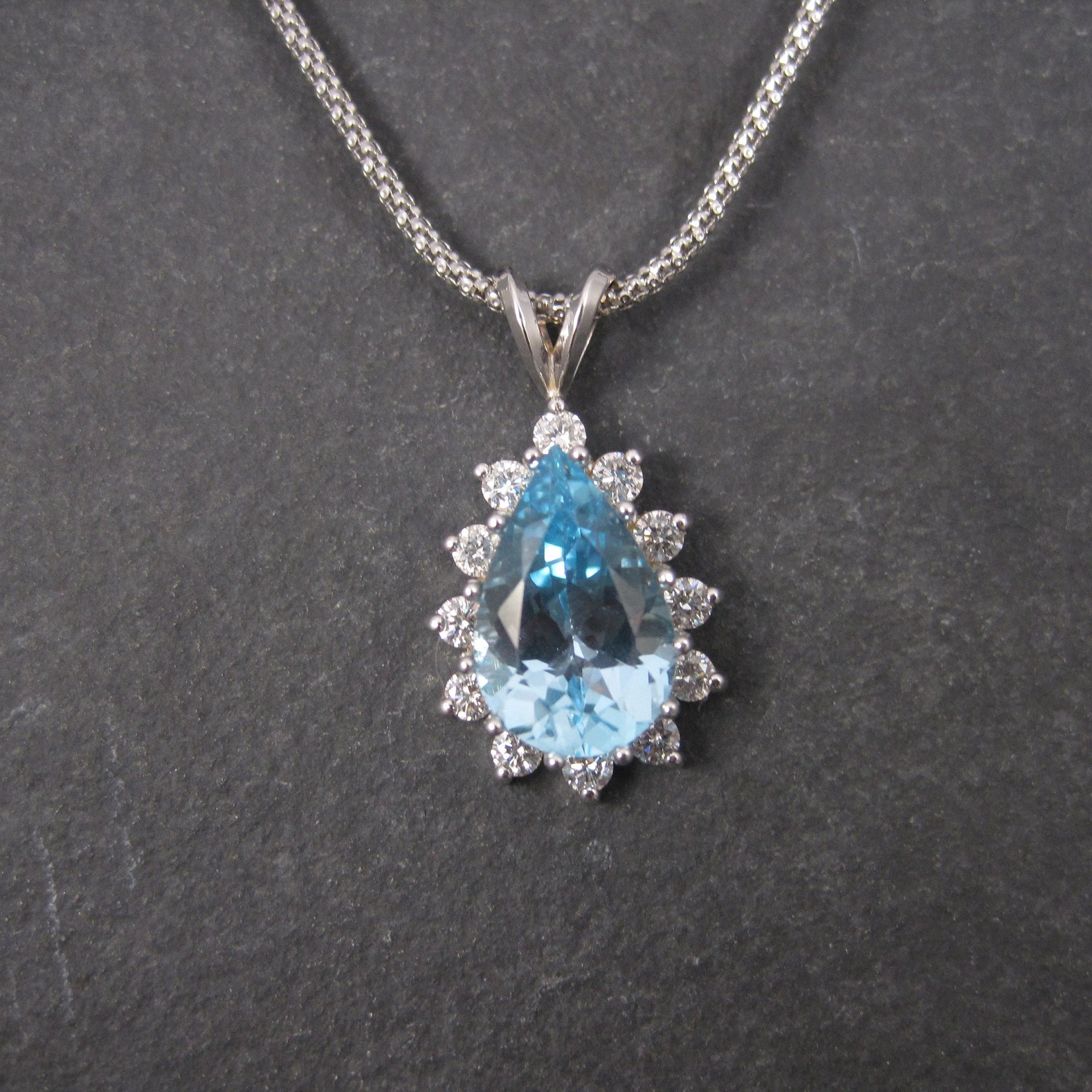 Vintage 14K Topaz Diamond Necklace