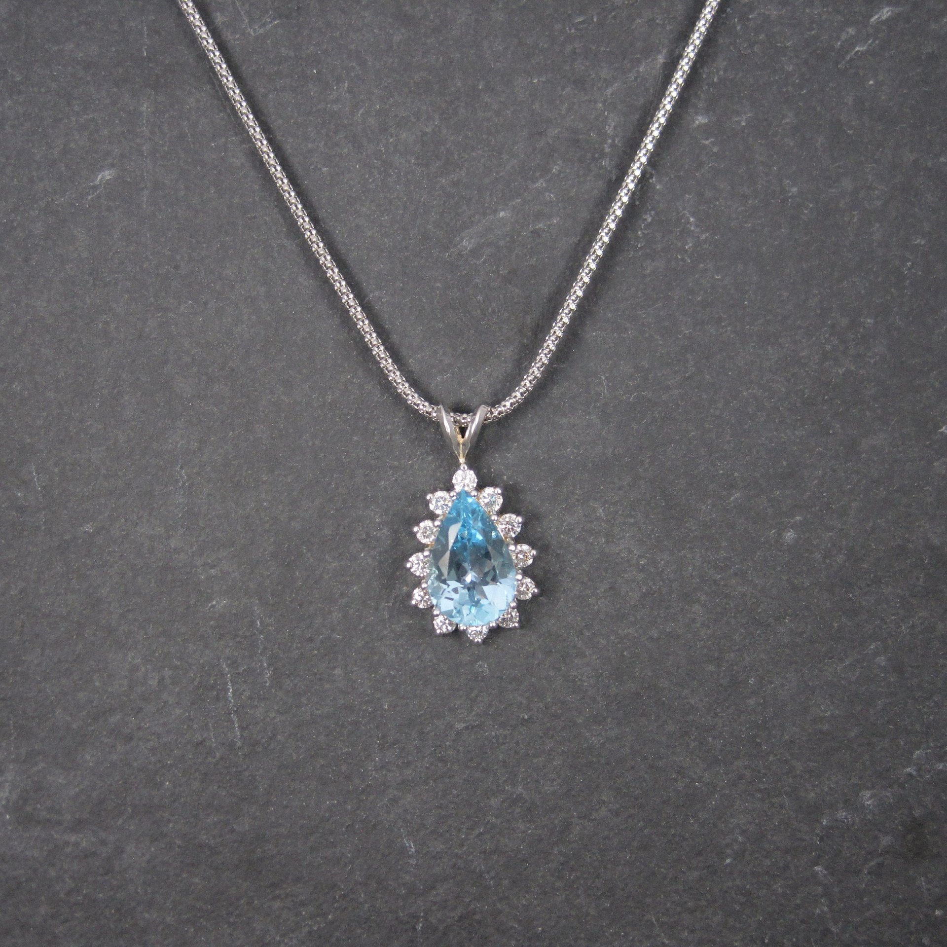 Vintage 14K Topaz Diamond Necklace