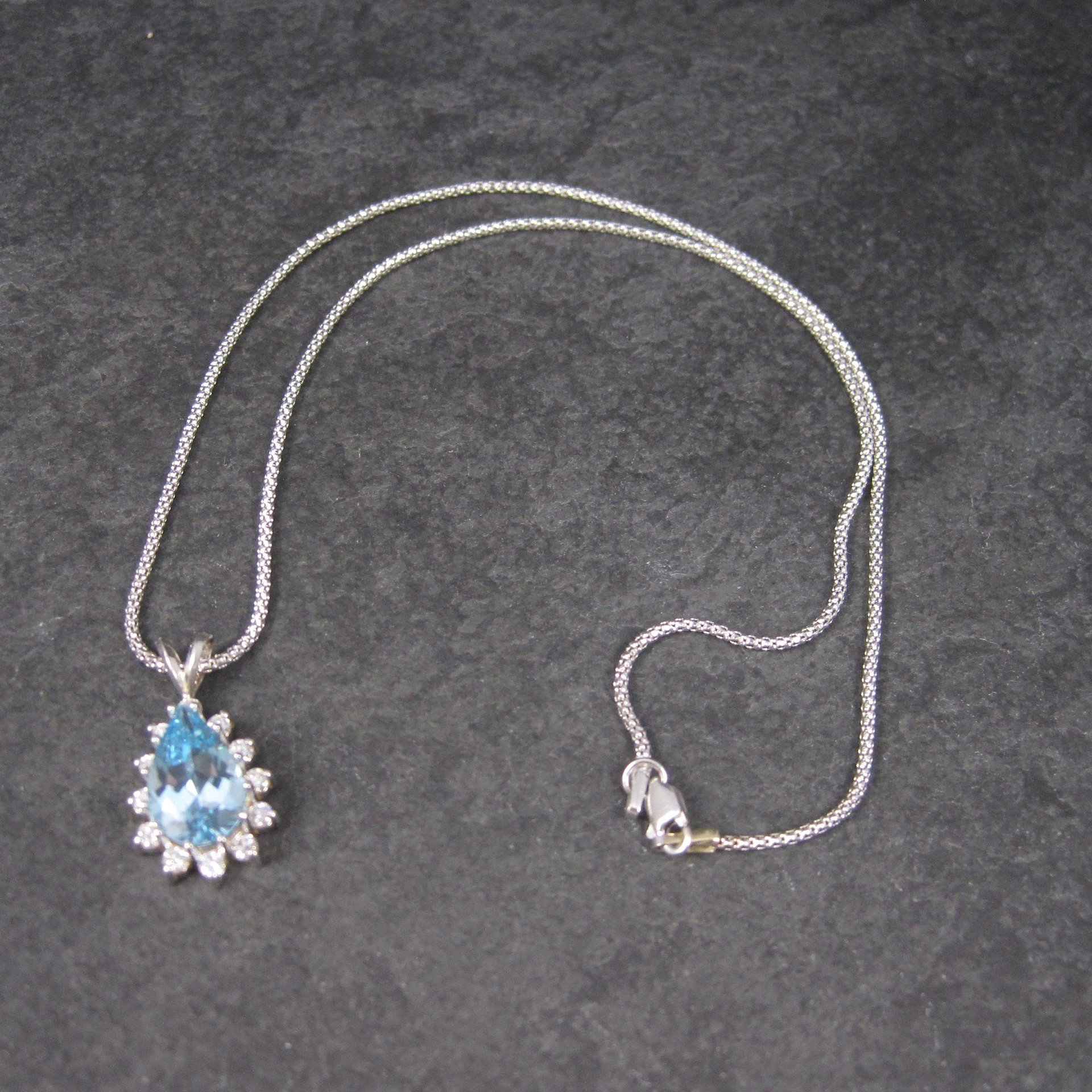 Vintage 14K Topaz Diamond Necklace