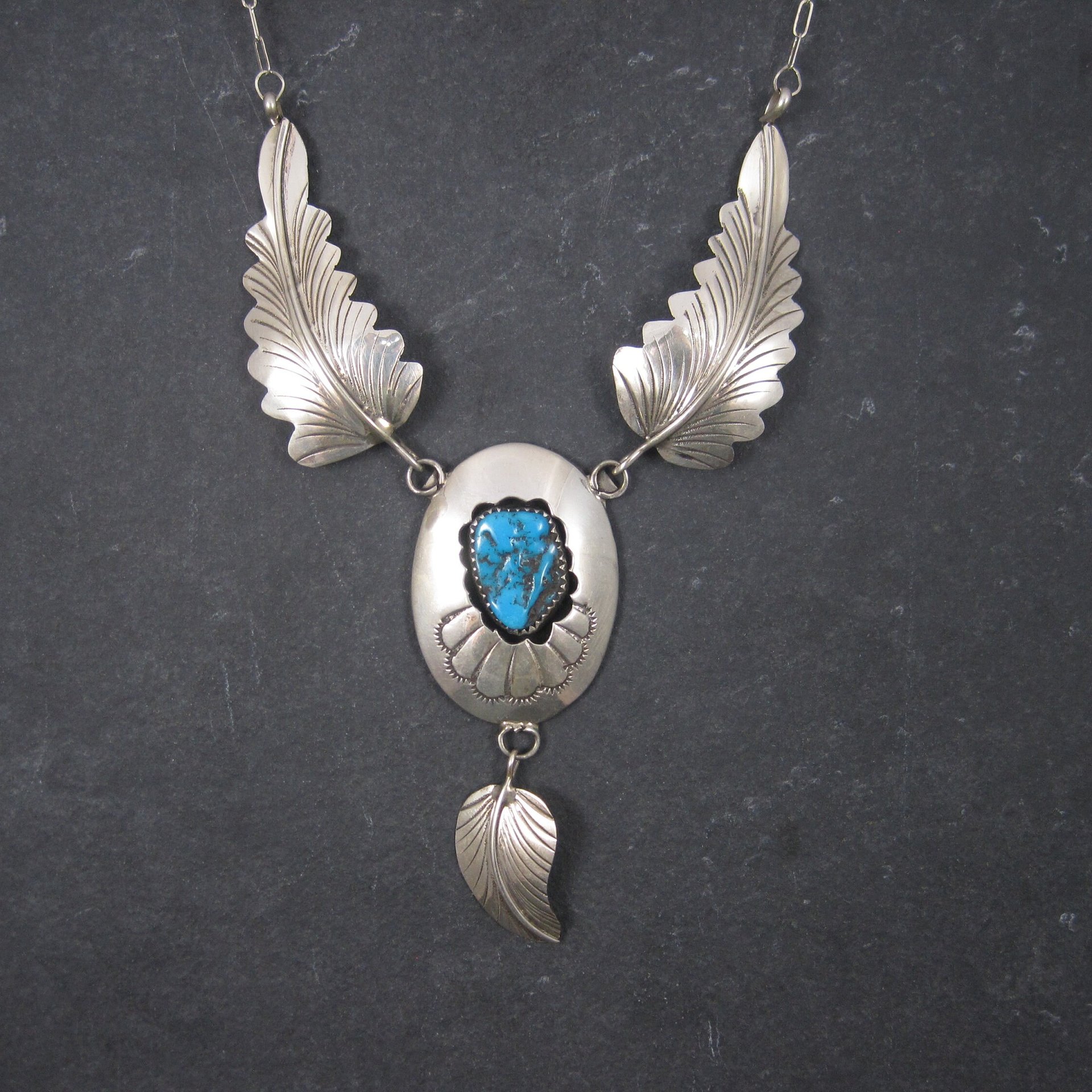 Vintage Navajo Shadowbox Feather Necklace Arnold Maloney