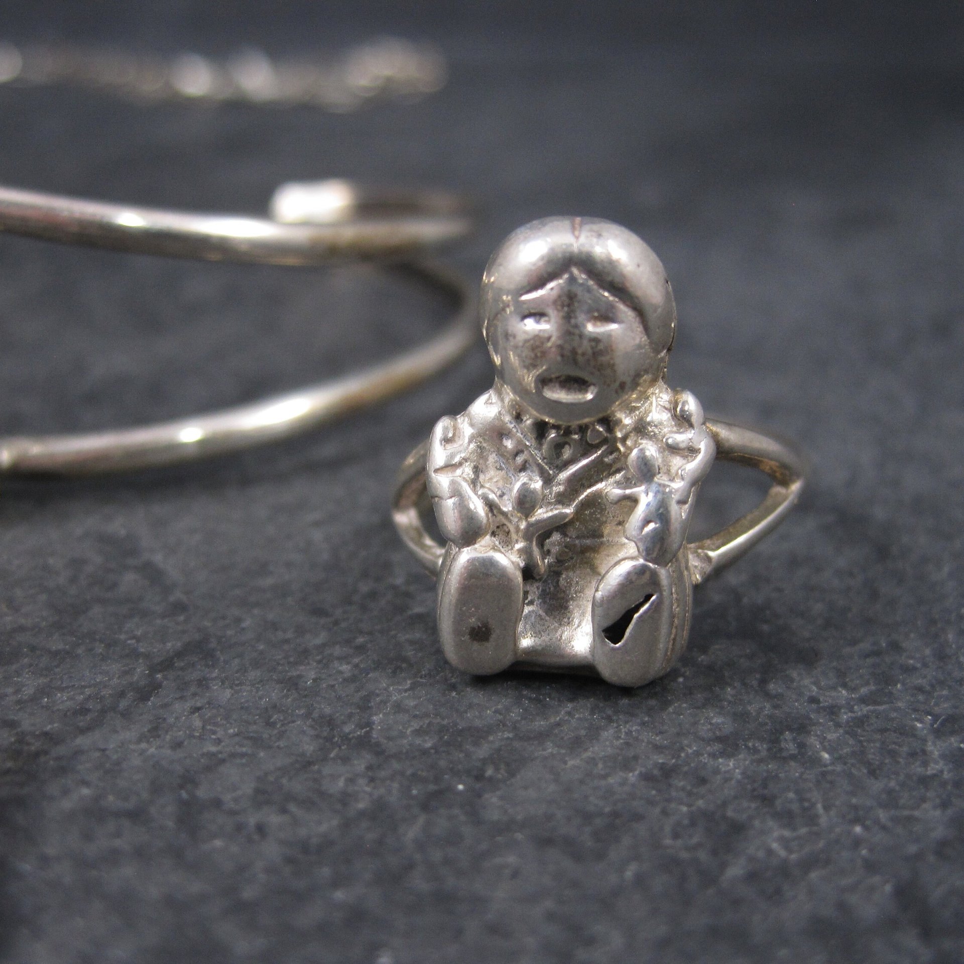 Vintage Sterling Navajo Storyteller Bracelet Ring Earrings Pendant Jewelry Set