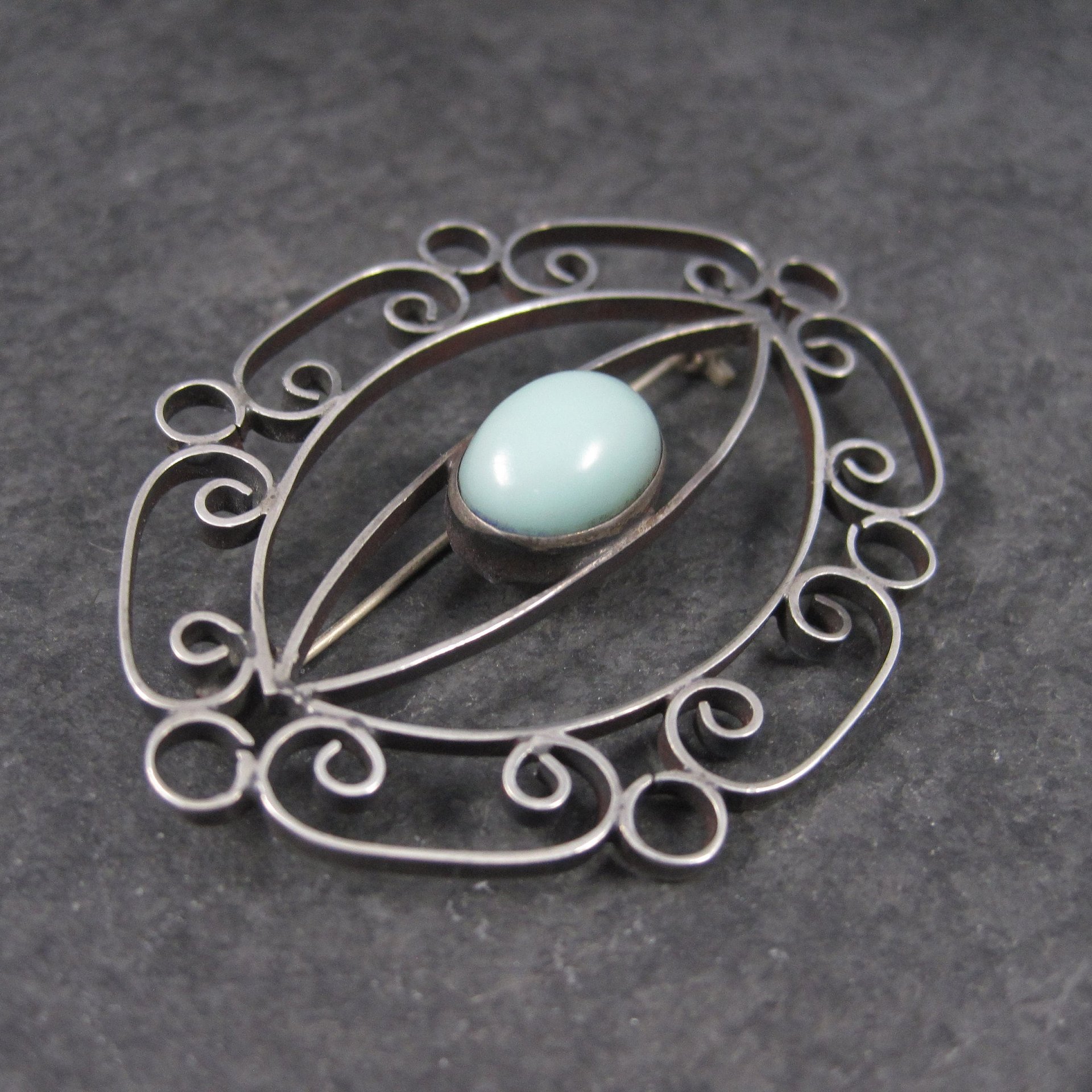 Vintage Mexican Sterling Filigree Brooch