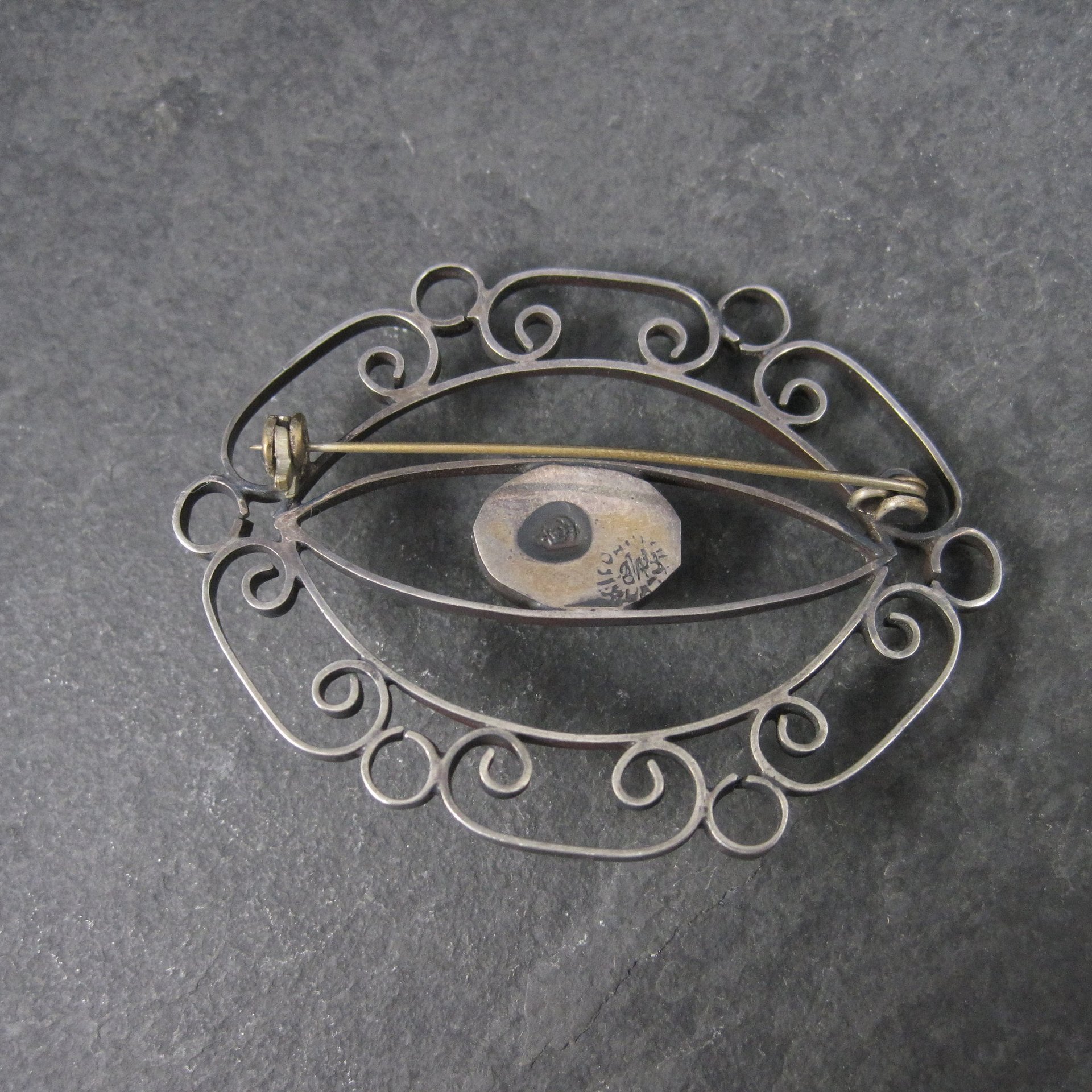 Vintage Mexican Sterling Filigree Brooch