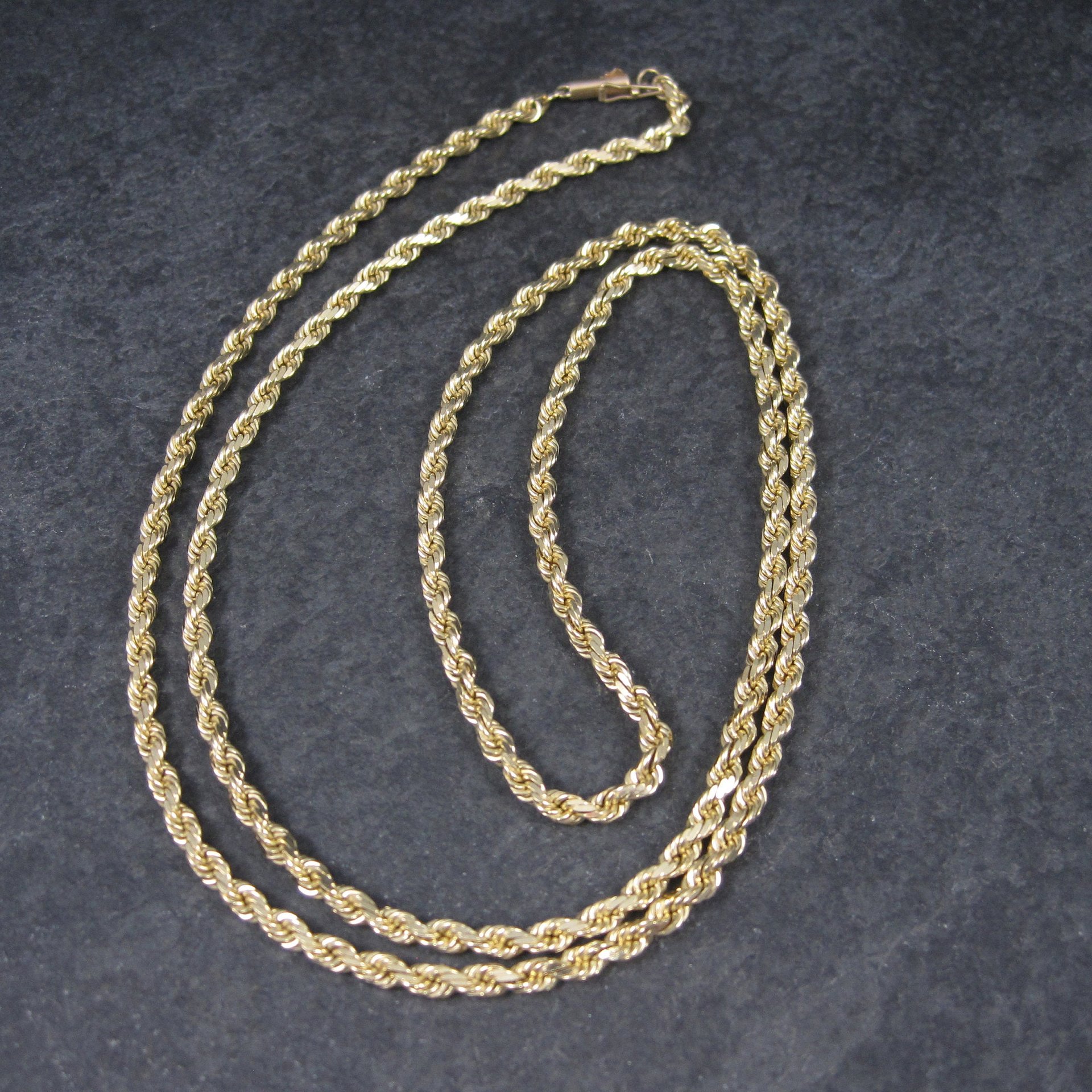 Vintage 14K 3.5mm Rope Chain Necklace 29 Inches 34.3 Grams