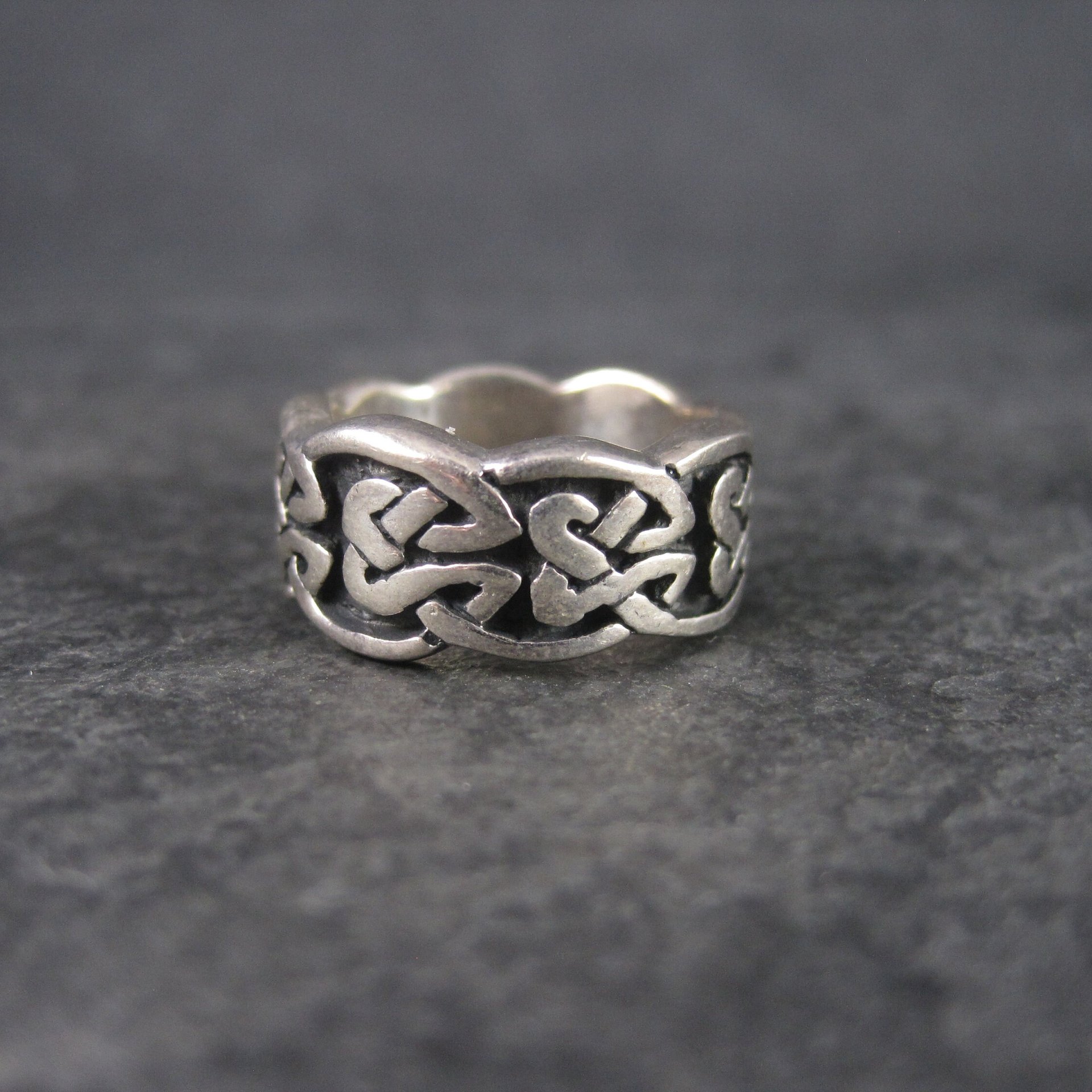 Wide Vintage 90s Sterling Celtic Band Ring Size 5