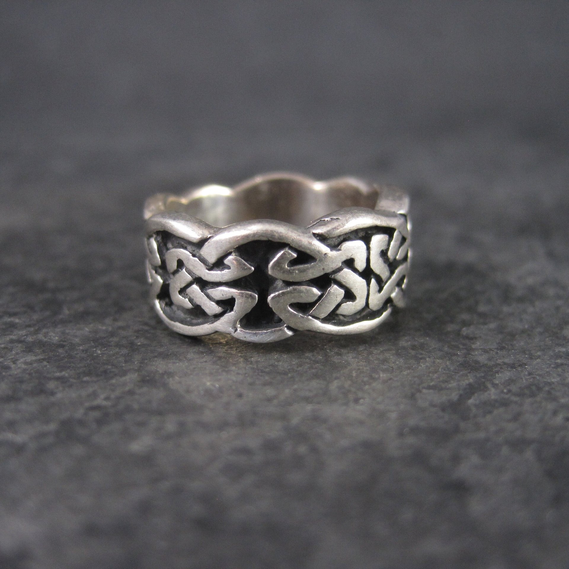 Wide Vintage 90s Sterling Celtic Band Ring Size 5