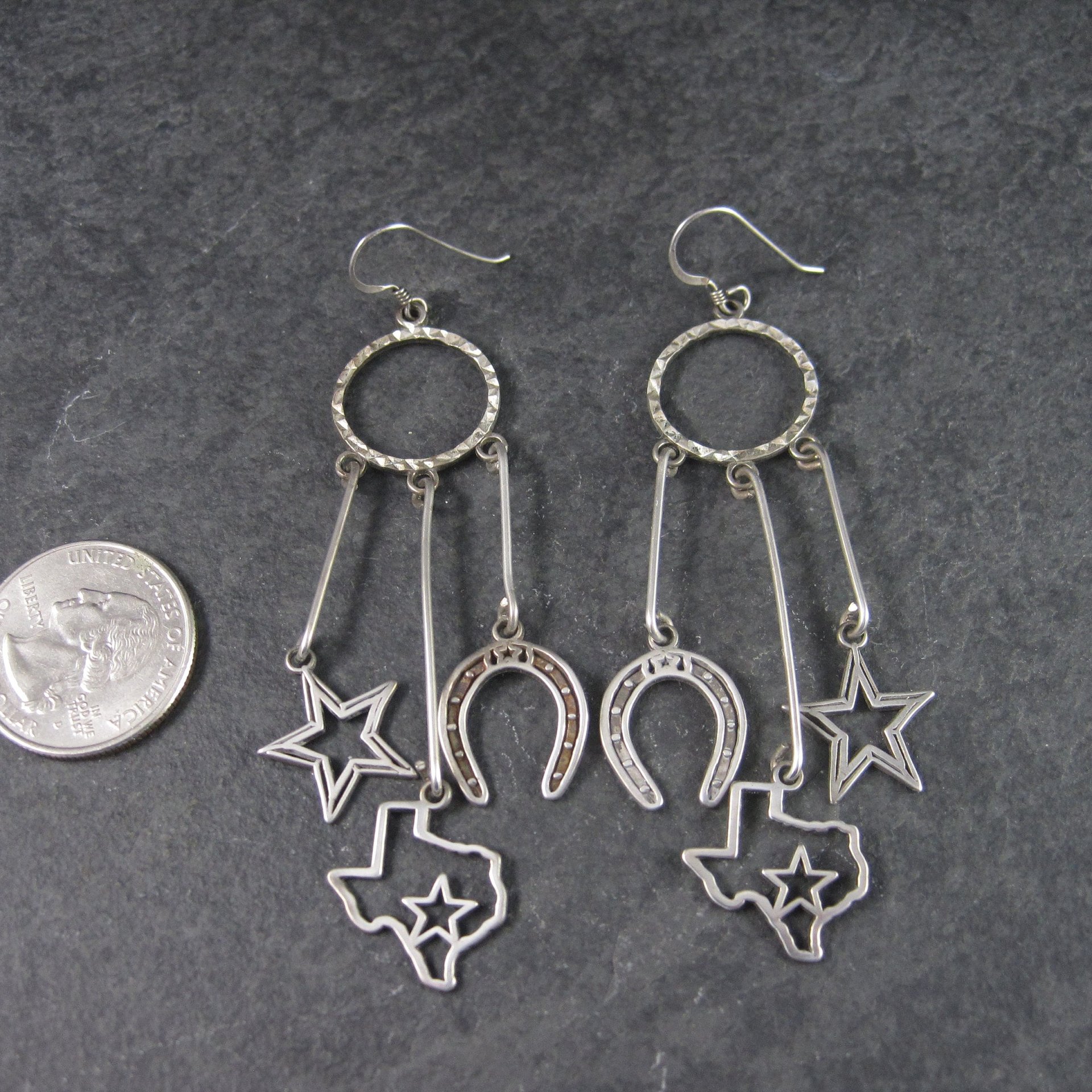 Vintage Sterling Texan Cowgirl Earrings