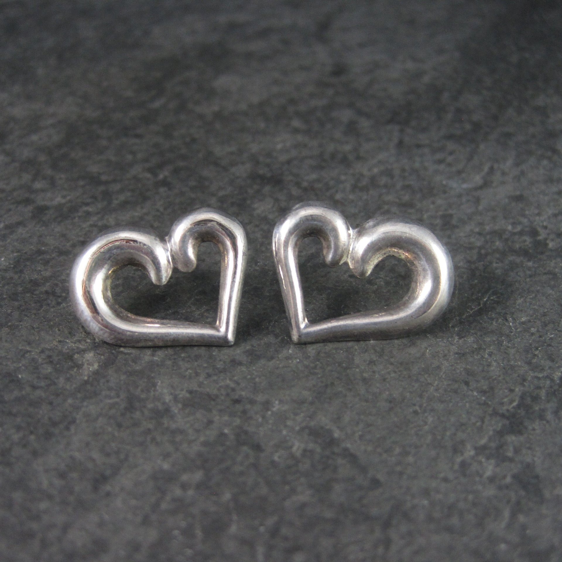 Vintage Sterling Heart Earrings