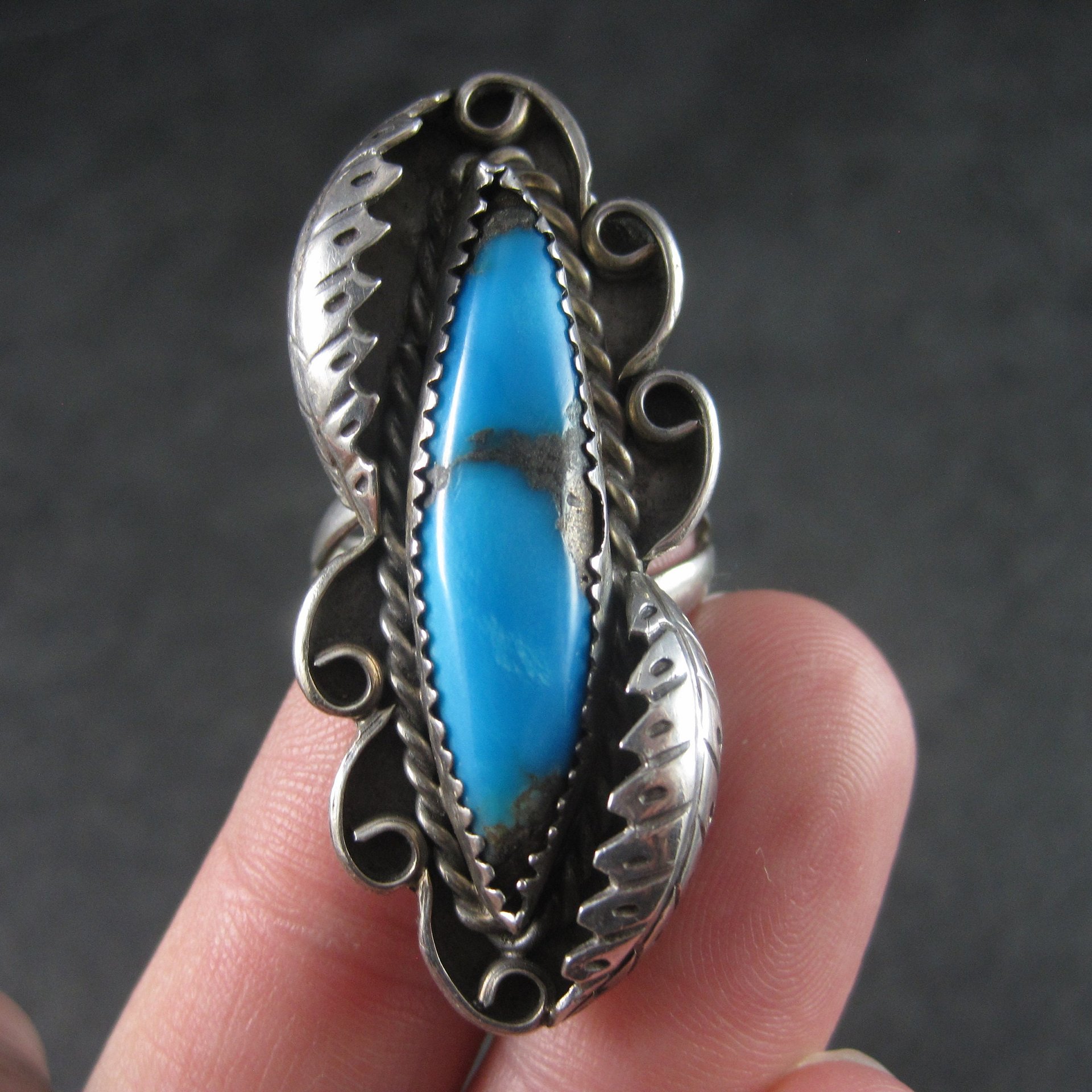 Large Vintage Navajo Turquoise Ring Size 8 Abel Toledo
