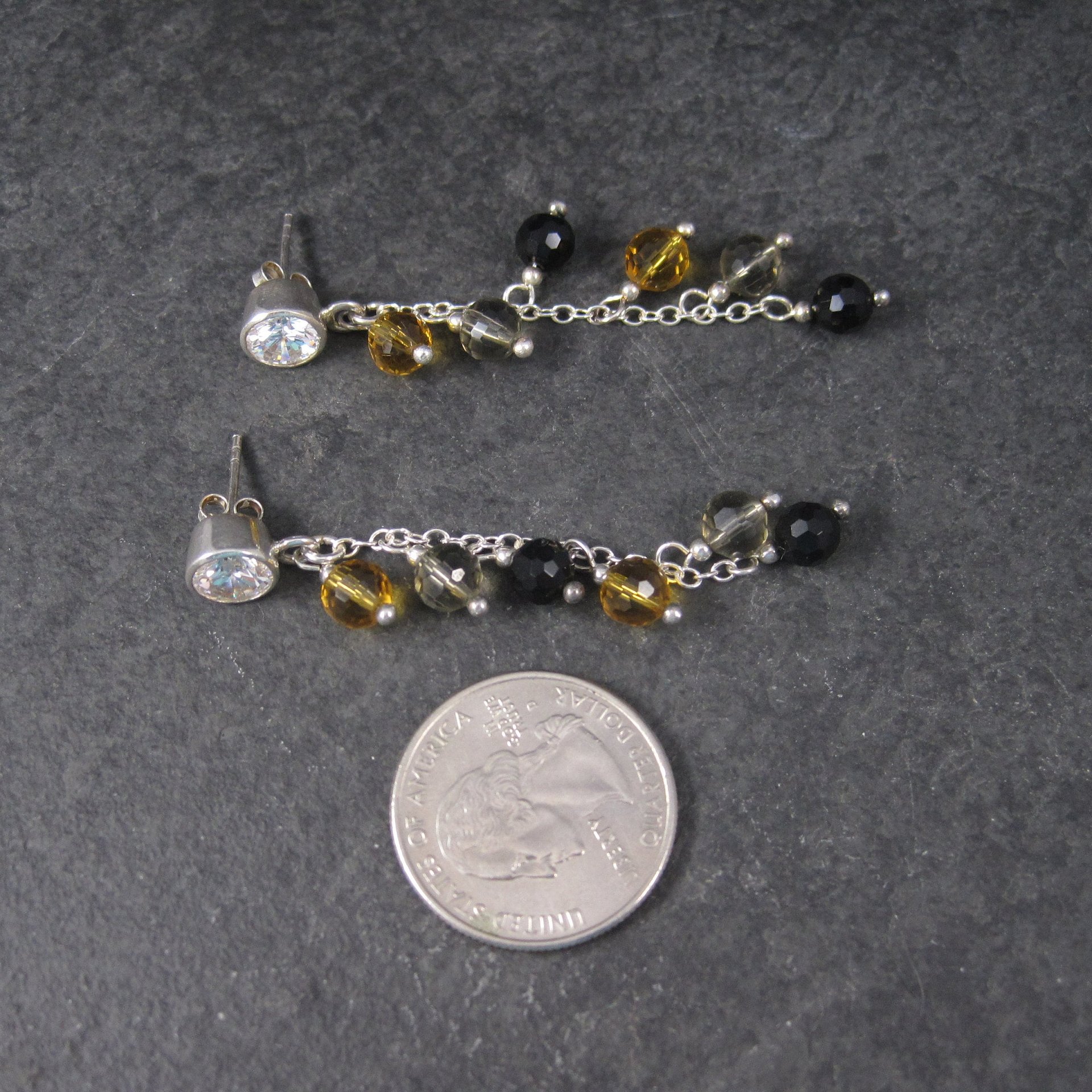Earthy Sterling Crystal Dangle Earrings