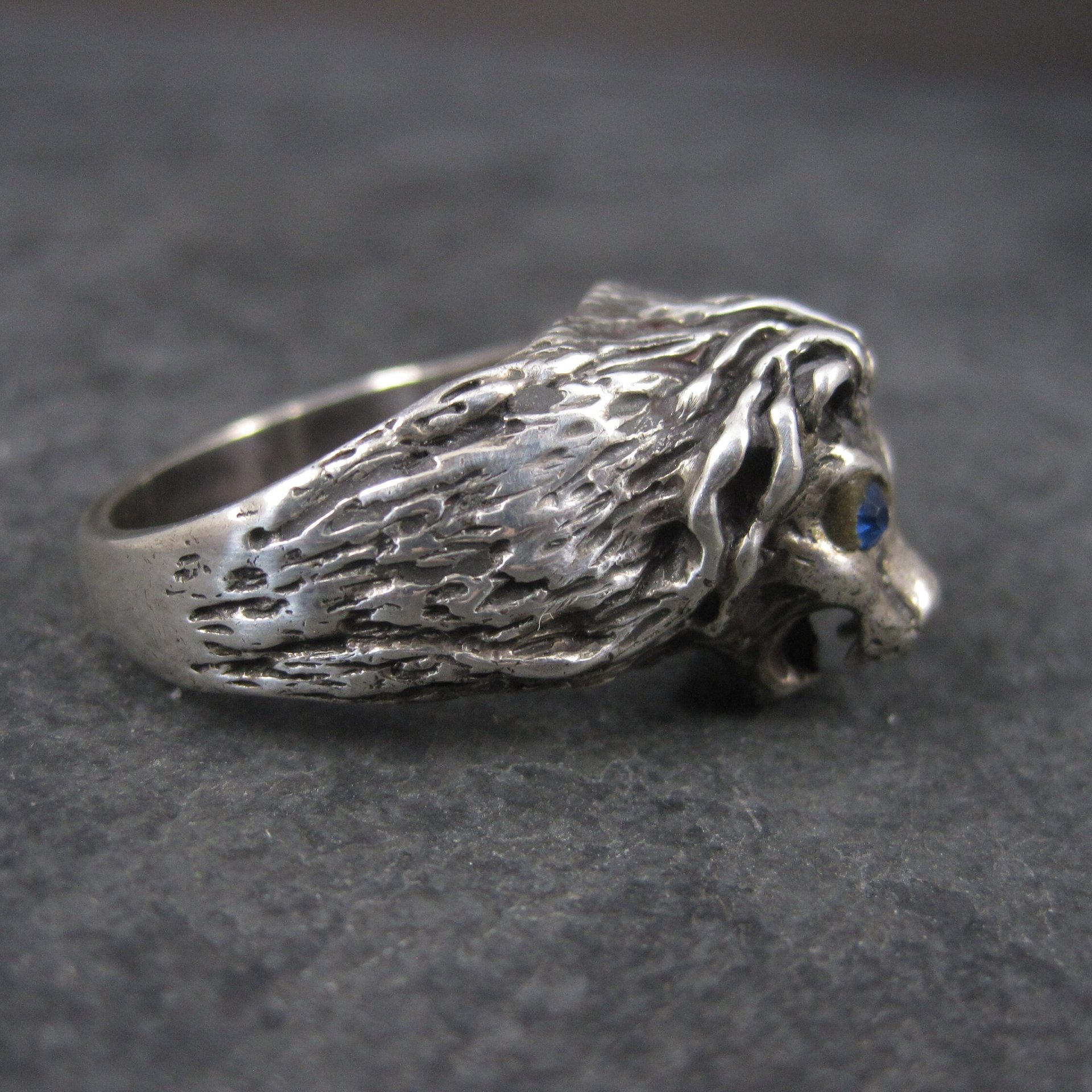 Vintage Sterling Lion Head Ring Size 10.5