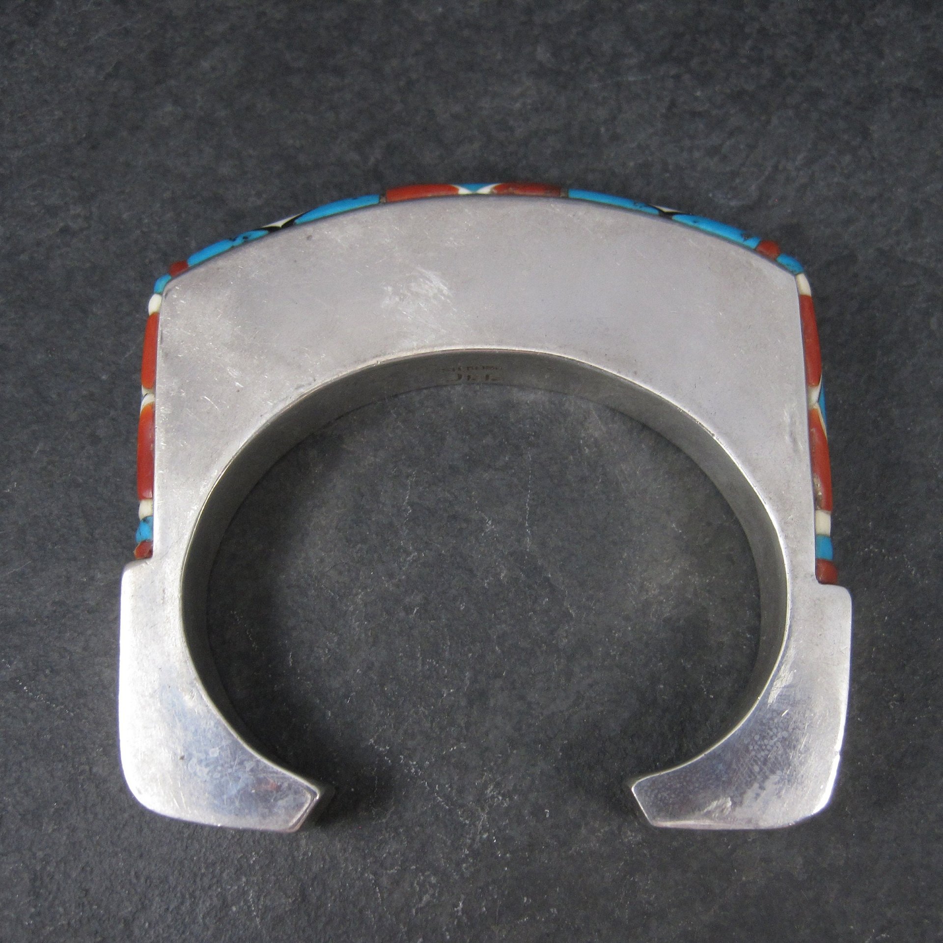 Vintage Native American Inlay Cuff Bracelet 7 Inches