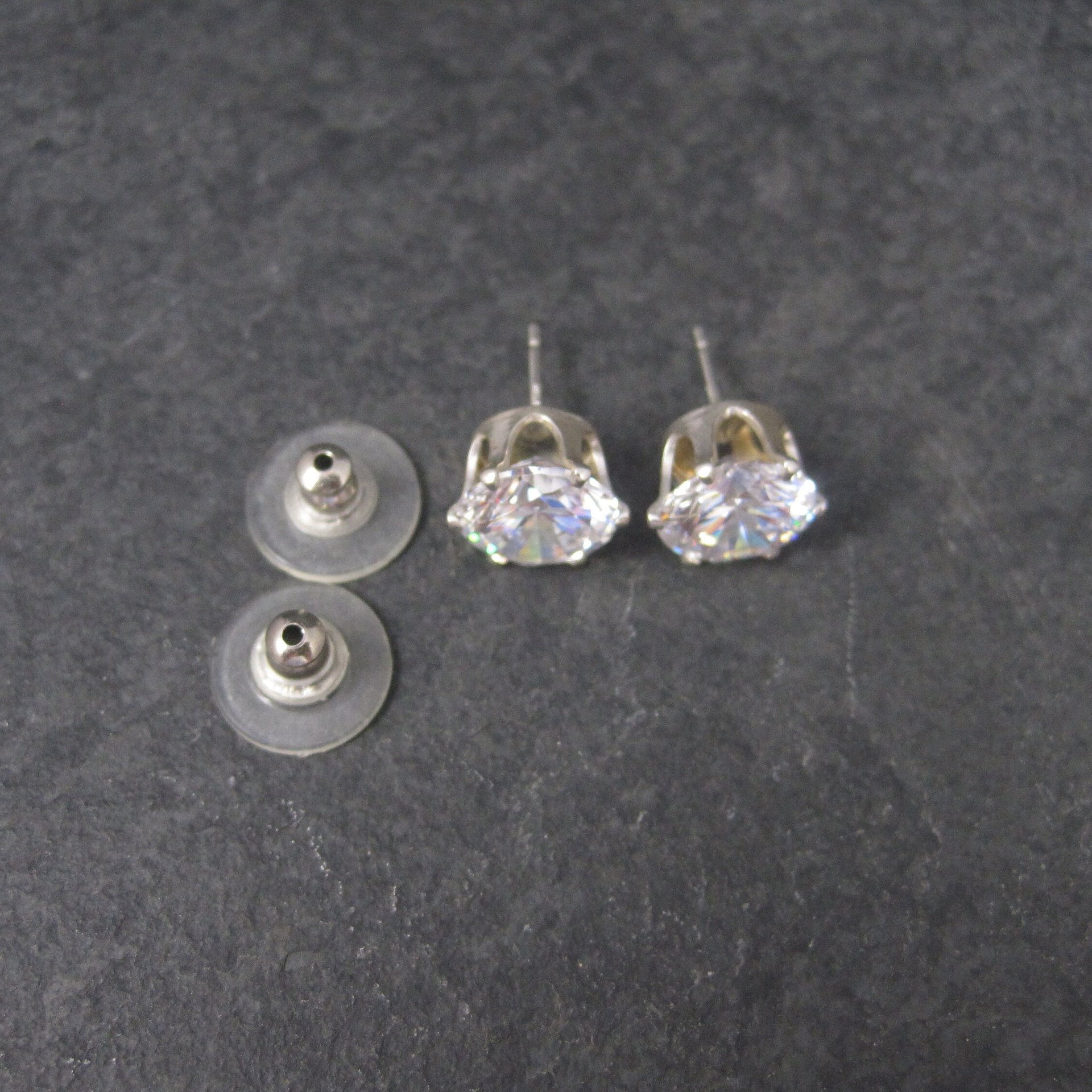 April Birthstone Cz Sterling Stud Earrings 8 mm