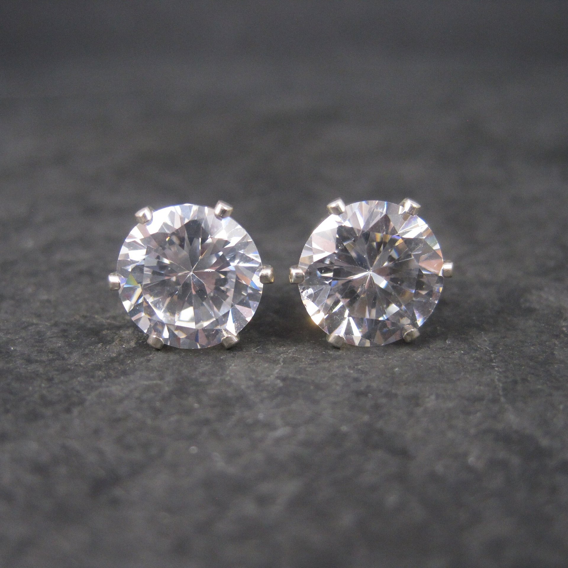 April Birthstone Cz Sterling Stud Earrings 8 mm