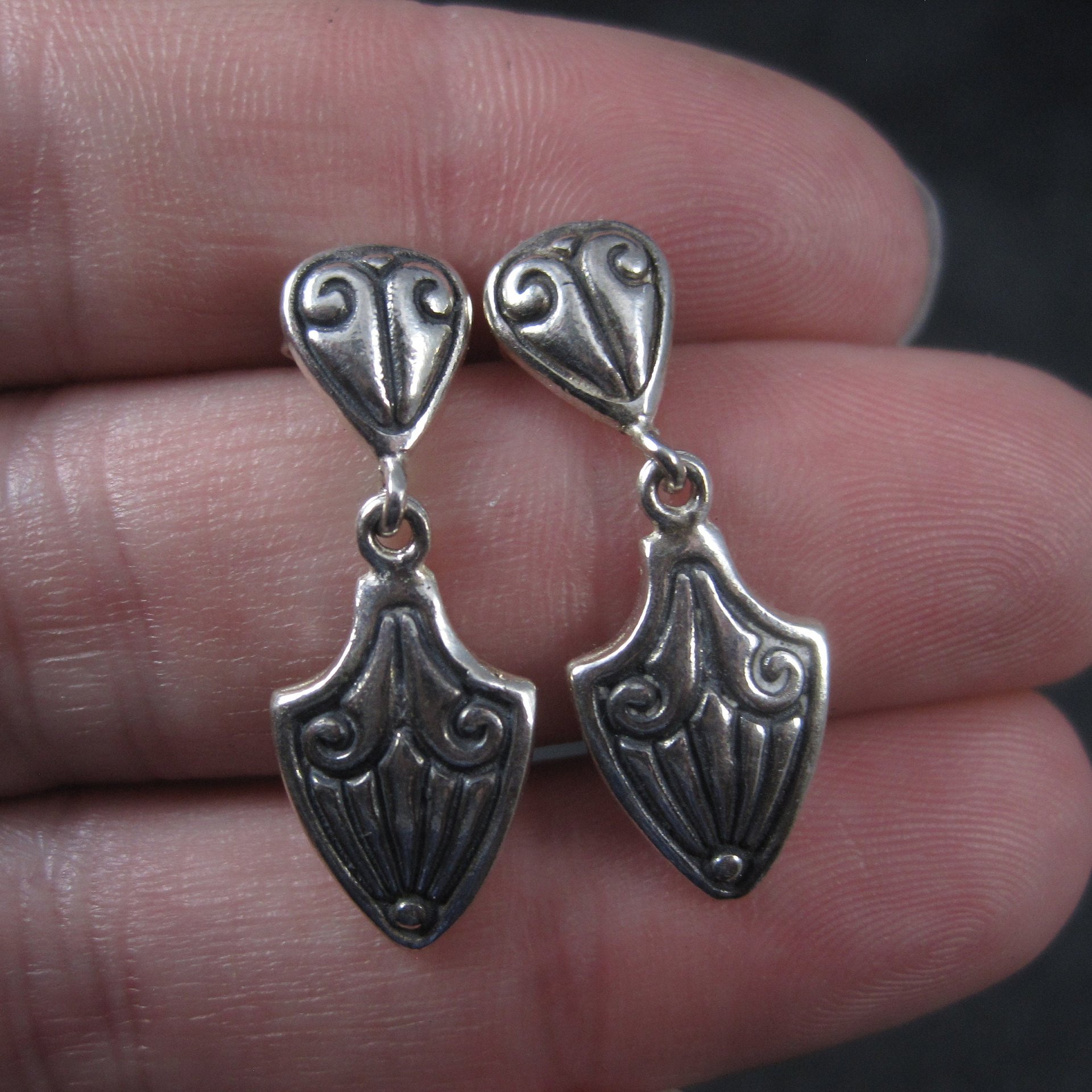 Sterling Silver Art Deco Style Earrings NOS 1990s