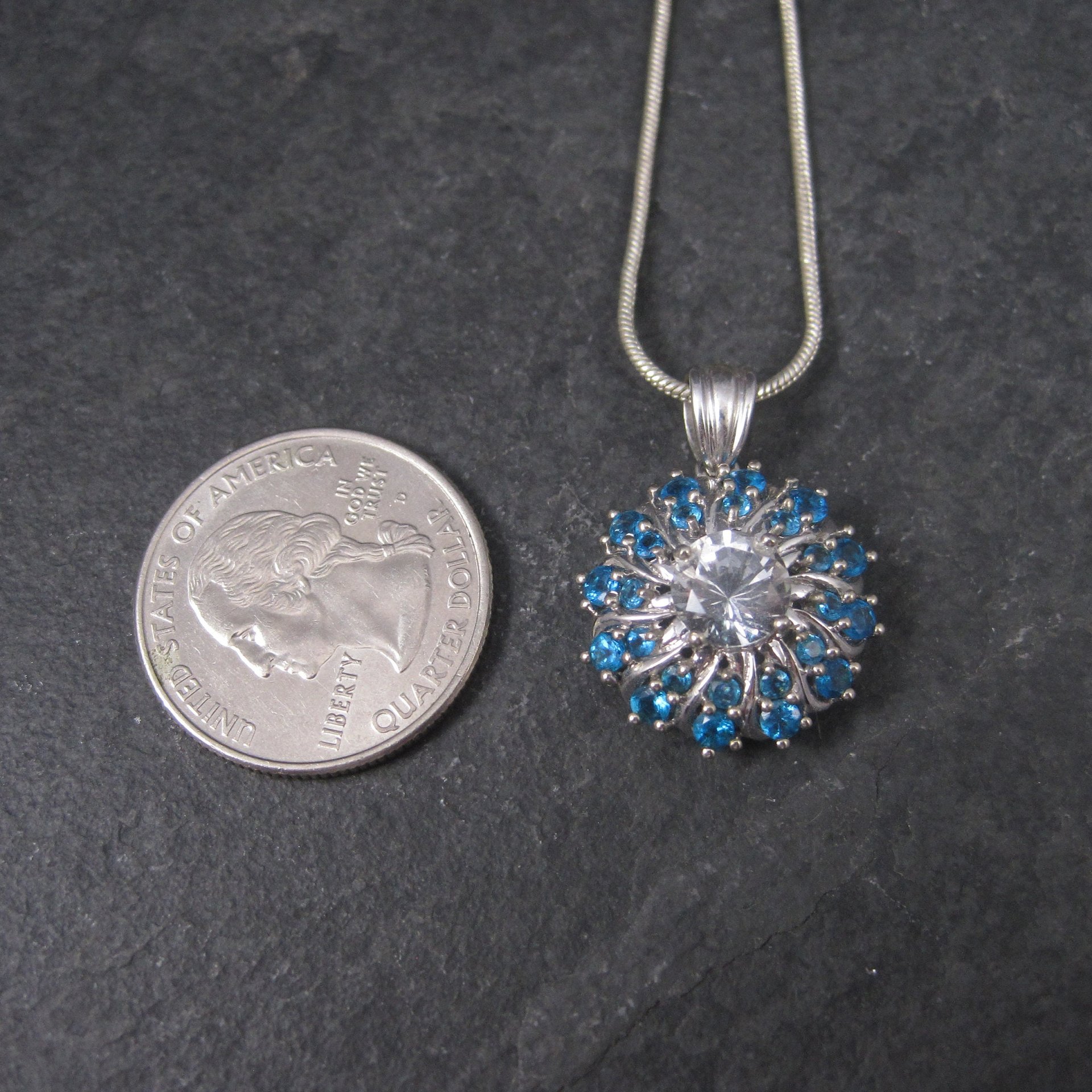Vintage 10K Aquamarine Apatite Pendant Necklace Chuck Clemency