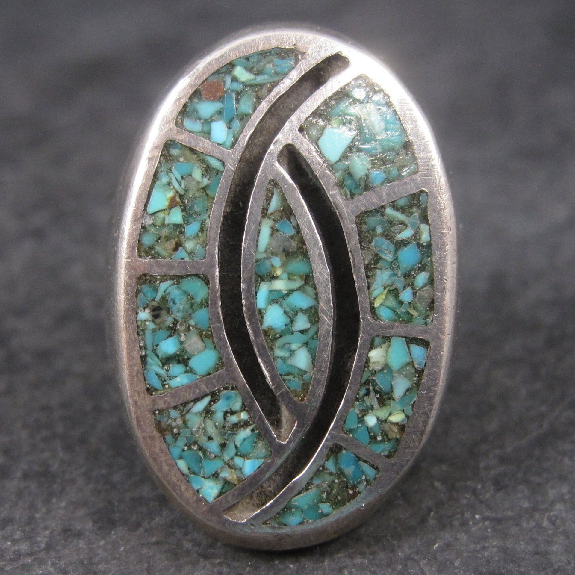 Southwestern Turquoise Chip Inlay Ring Size 9.5