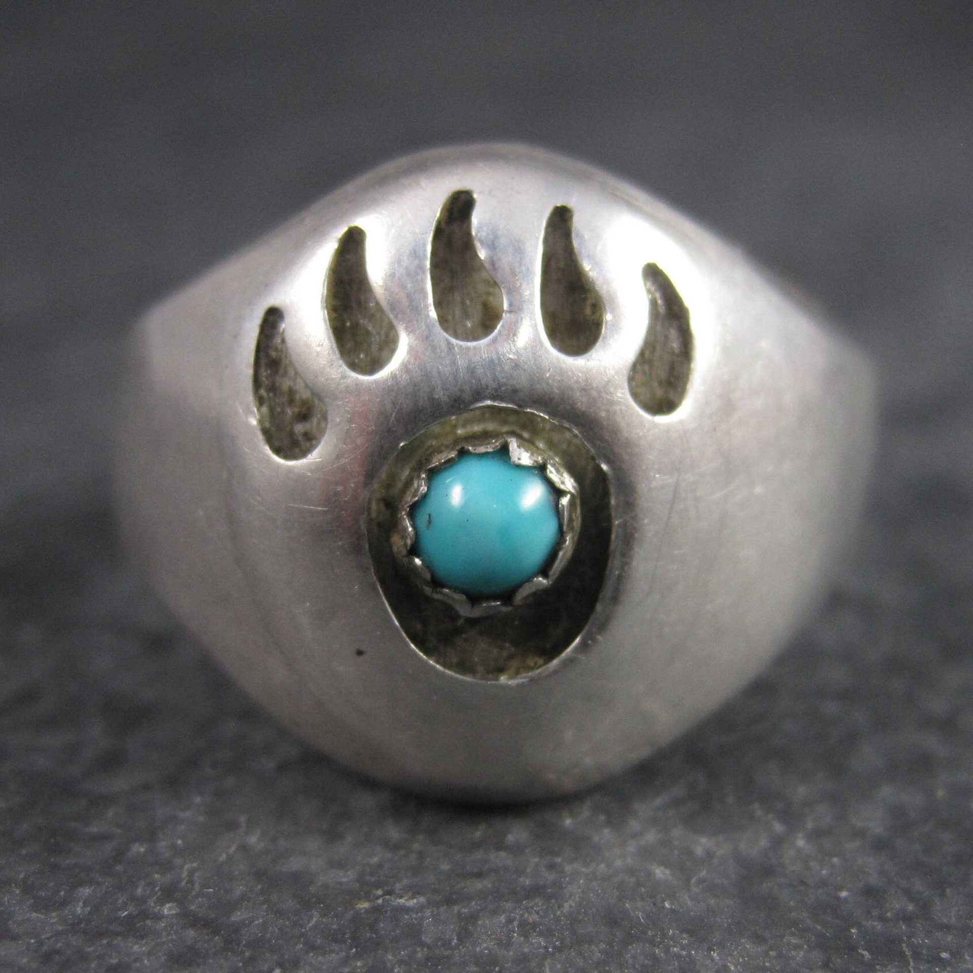 Vintage Navajo Shadowbox Bear Paw Ring Size 11