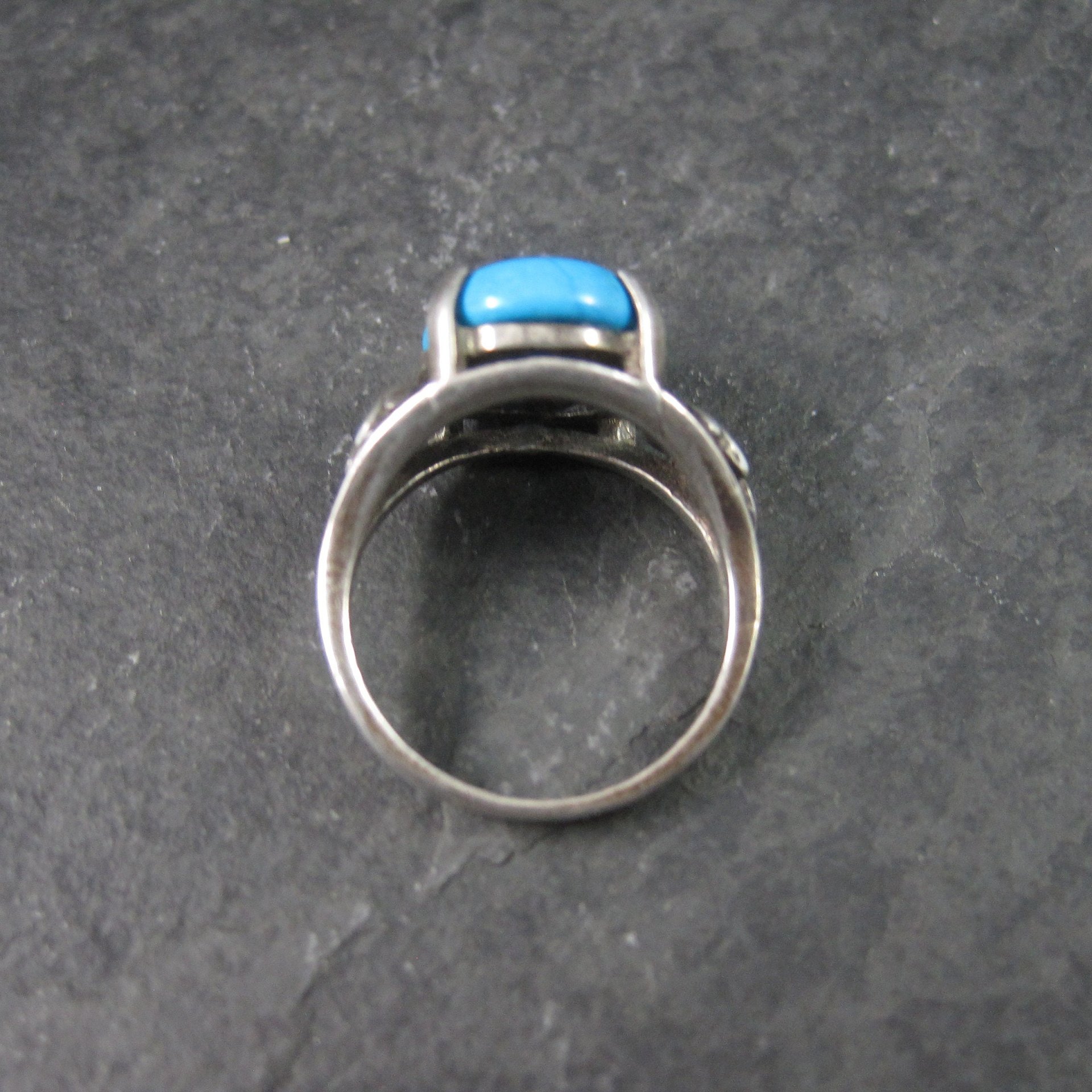 Estate Turquoise Leaf Ring Sterling Size 4.75