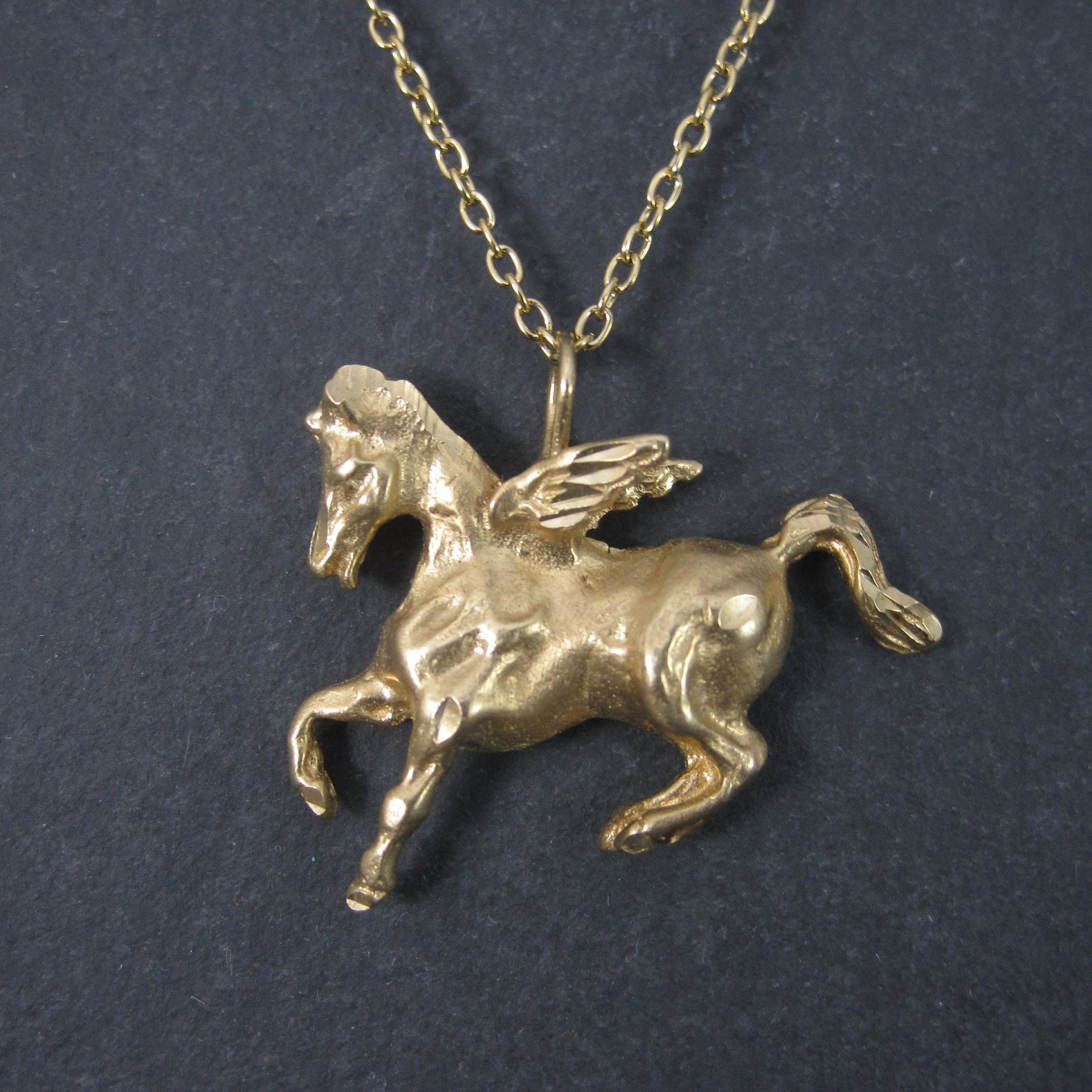 Vintage 14K Pegasus Pendant Winged Horse Necklace