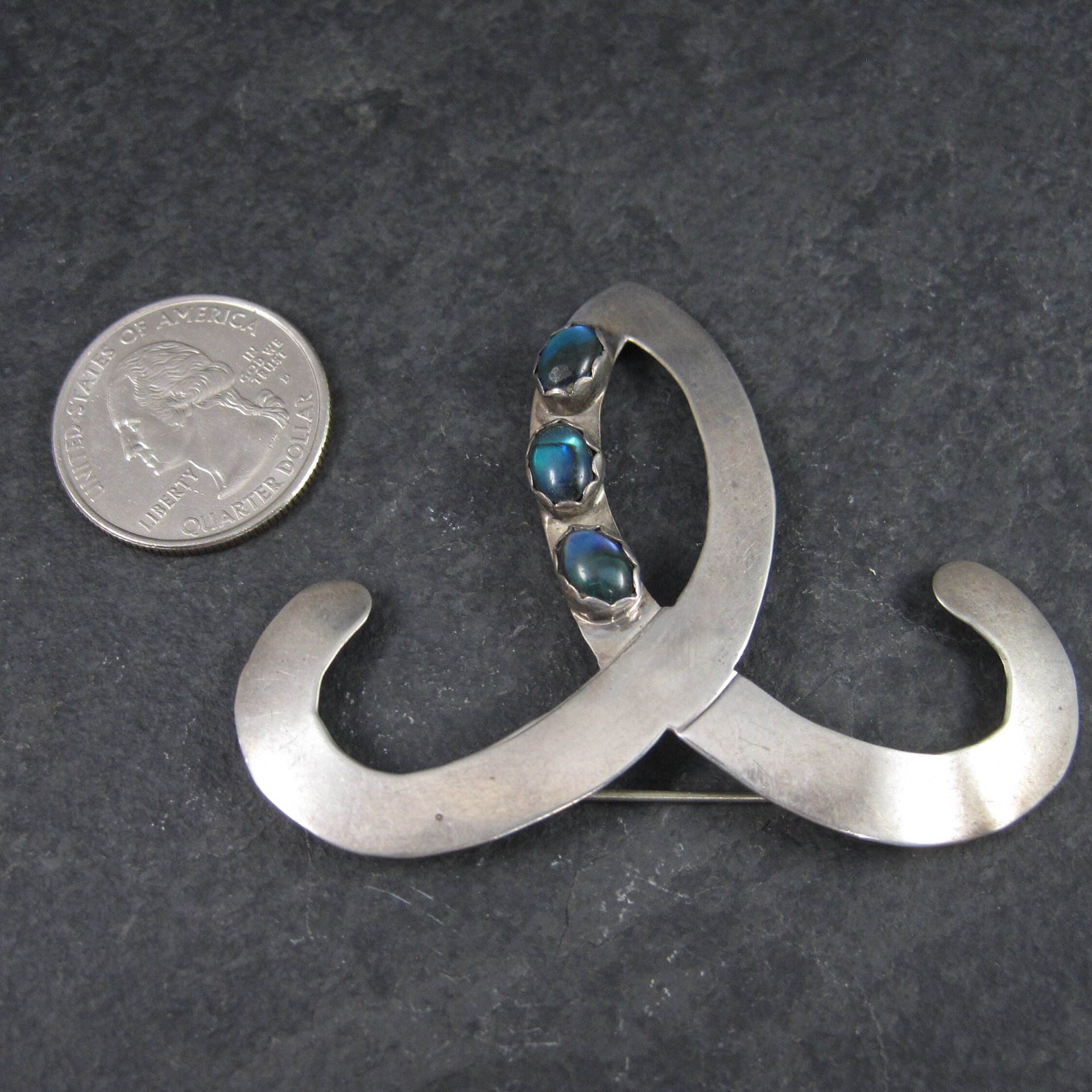 Vintage Southwestern Sterling Paua Shell Brooch