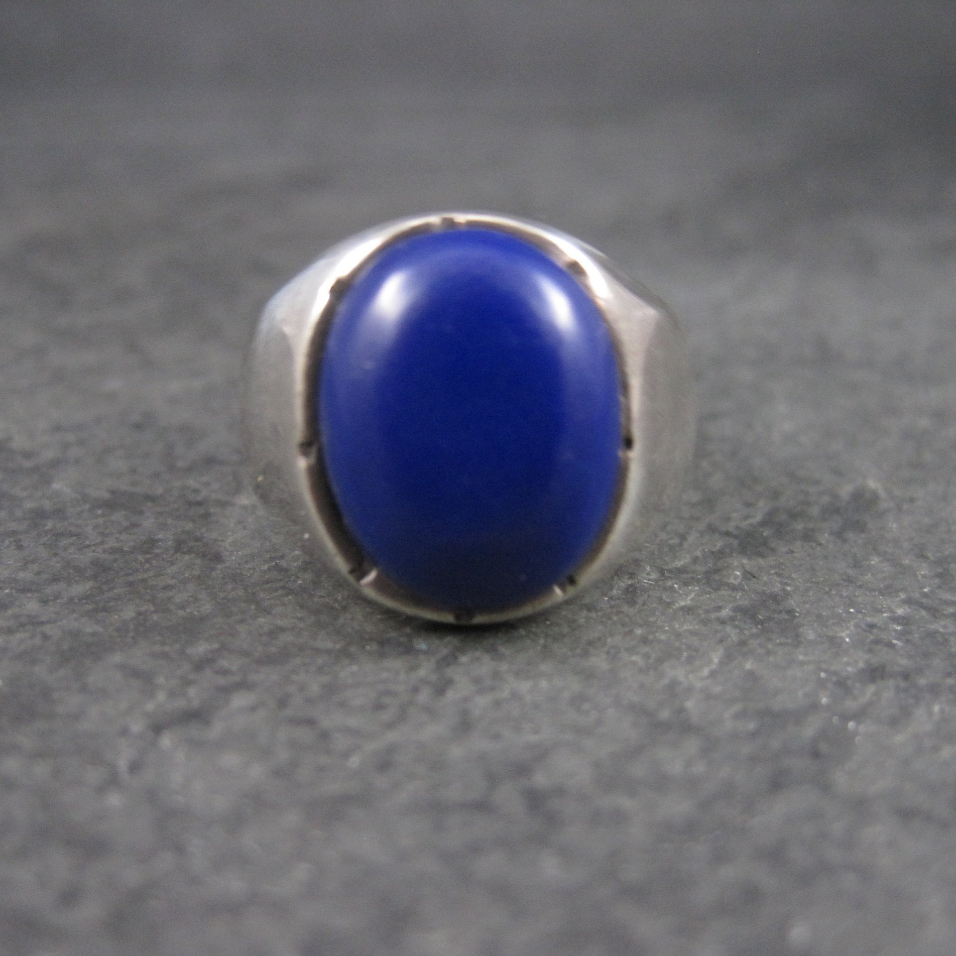 Mens Sterling Blue Enamel Ring Size 10