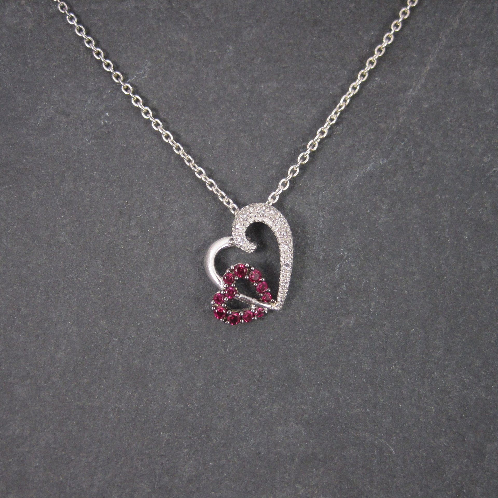 10K Pink Sapphire Diamond Heart Pendant