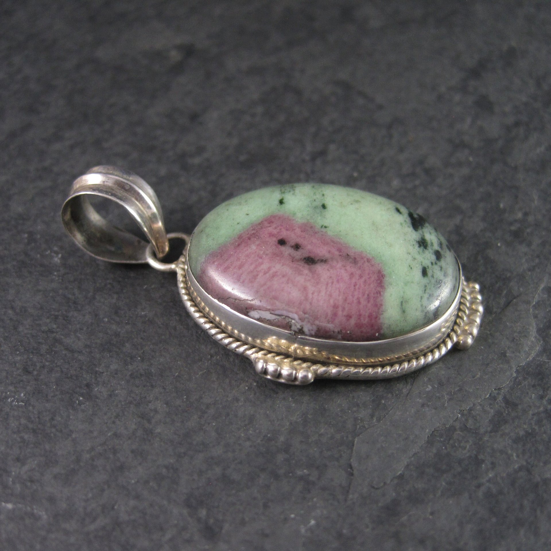 Large Sterling Ruby Zoisite Pendant