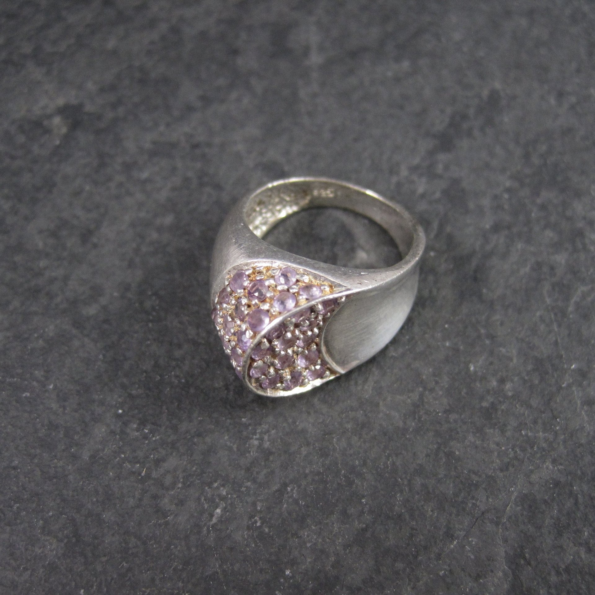 Vintage Sterling Amethyst Crescent Moon Ring Size 6