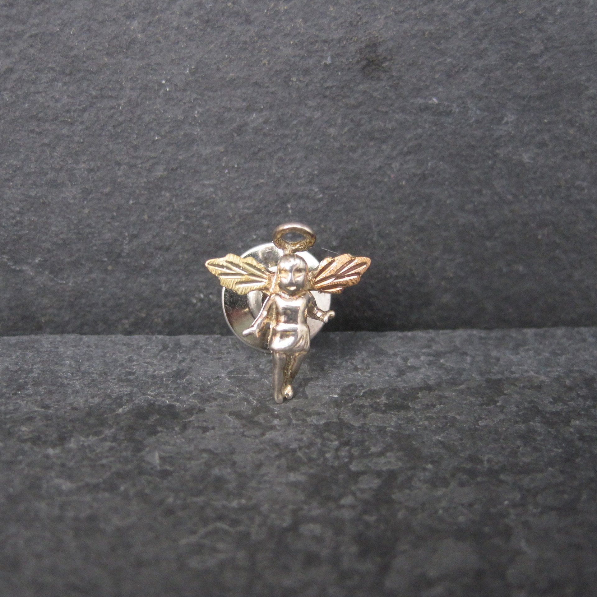 Vintage Sterling 12K Black Hills Gold Angel Tie Tack
