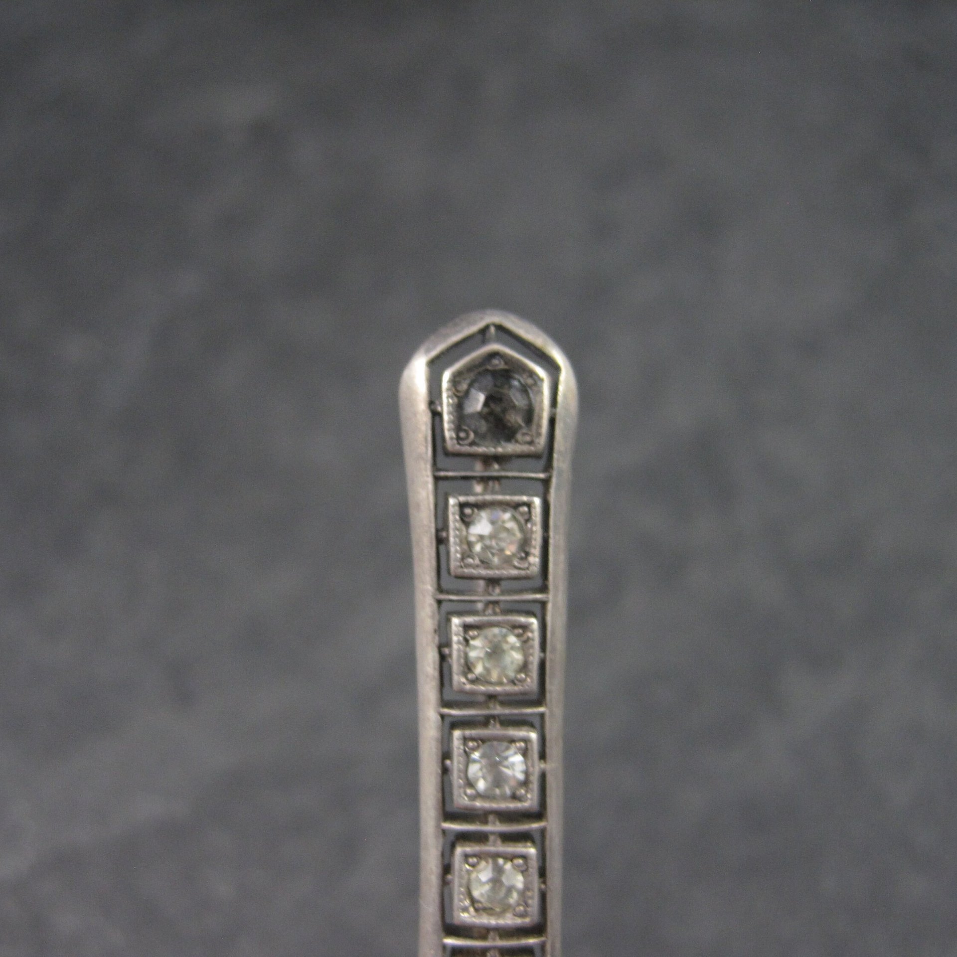 Vintage Crystal Sterling Bar Brooch Pin Henry Fishel