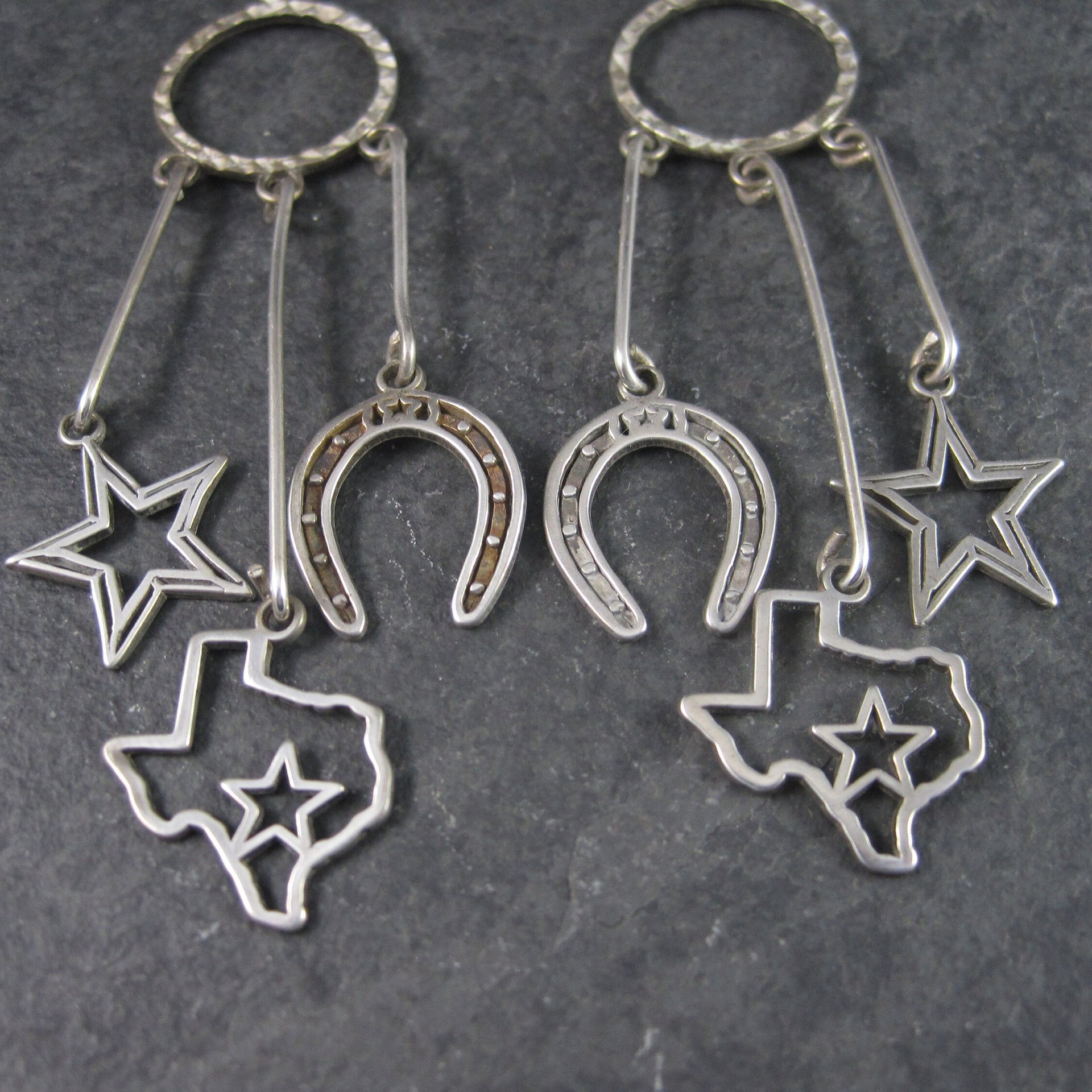 Vintage Sterling Texan Cowgirl Earrings