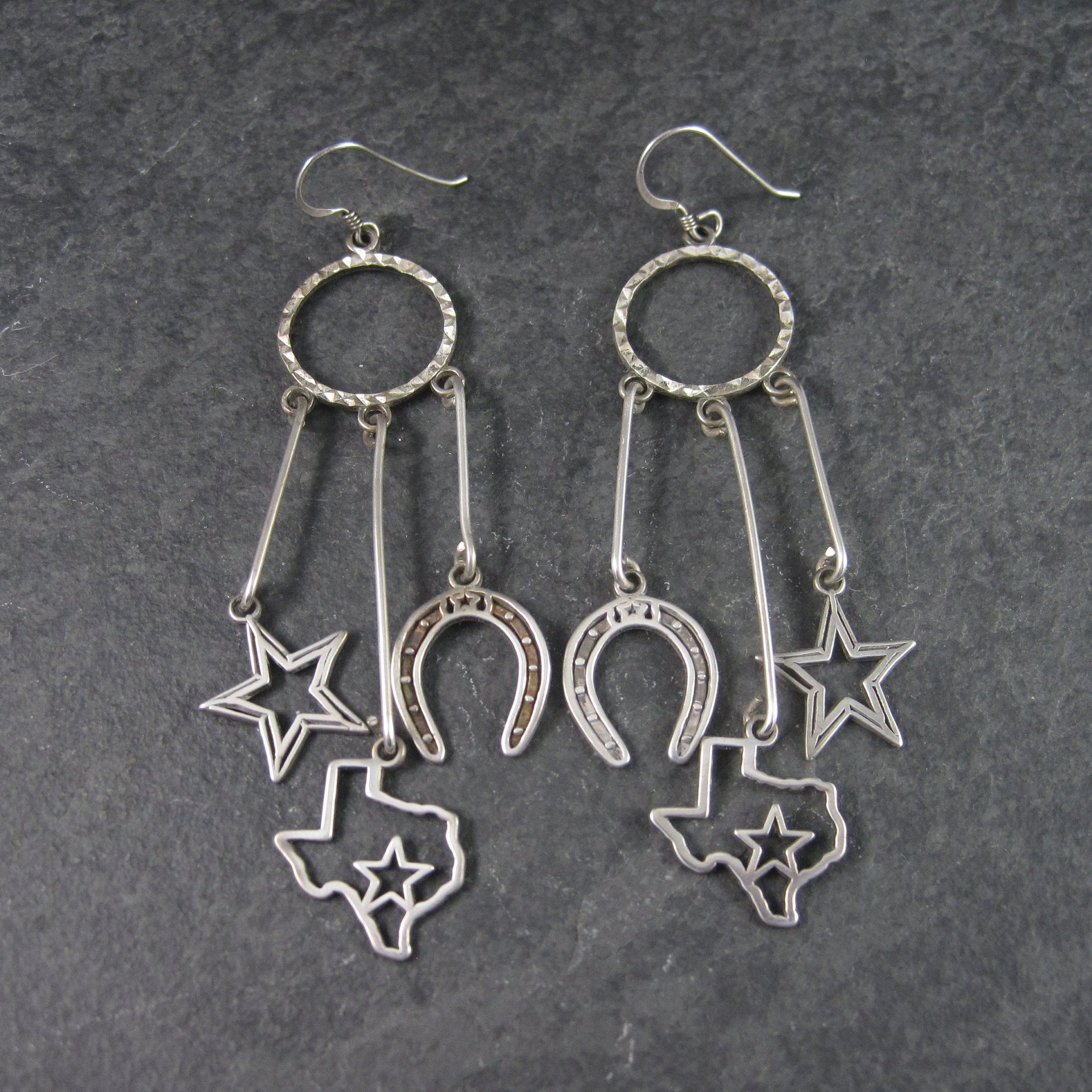 Vintage Sterling Texan Cowgirl Earrings
