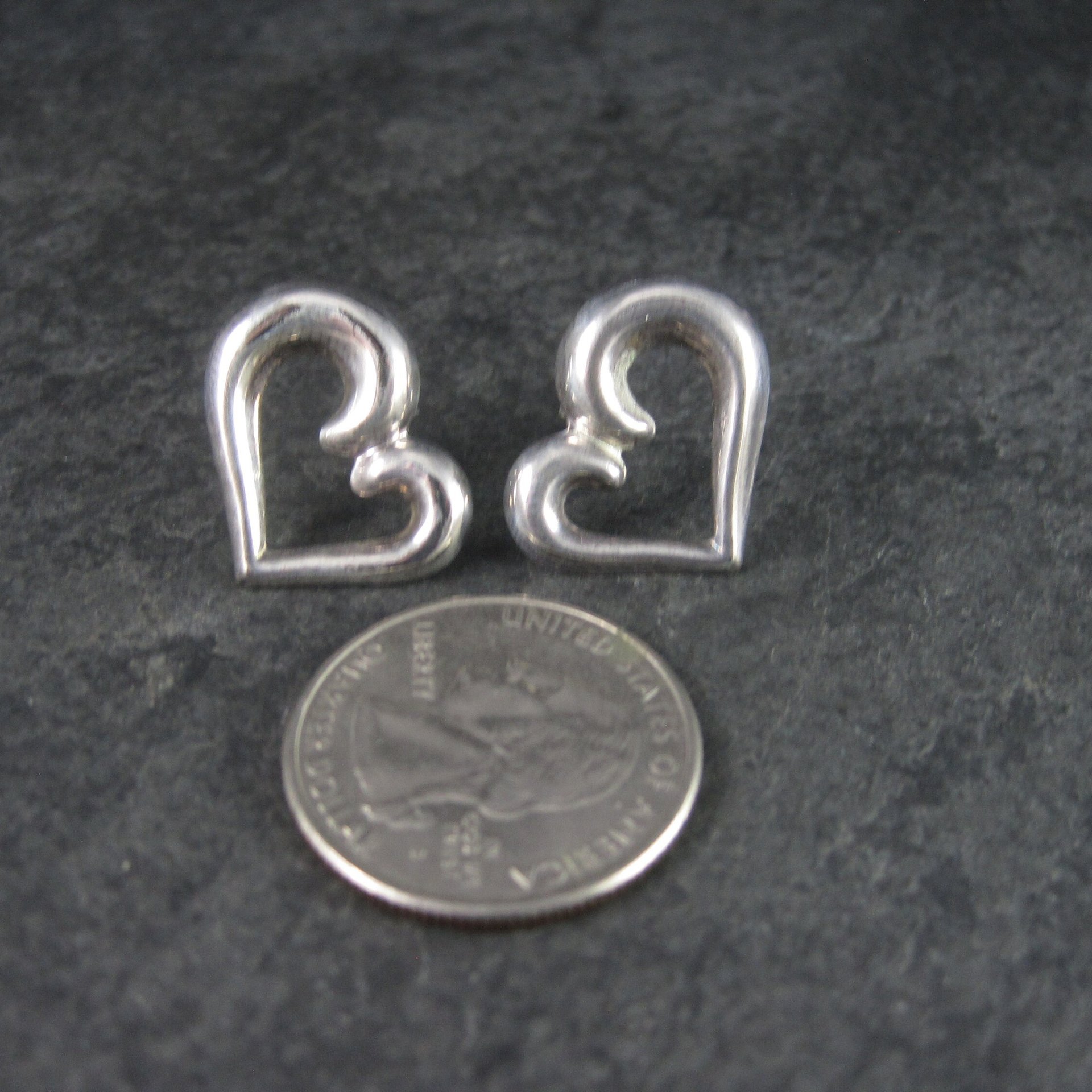 Vintage Sterling Heart Earrings