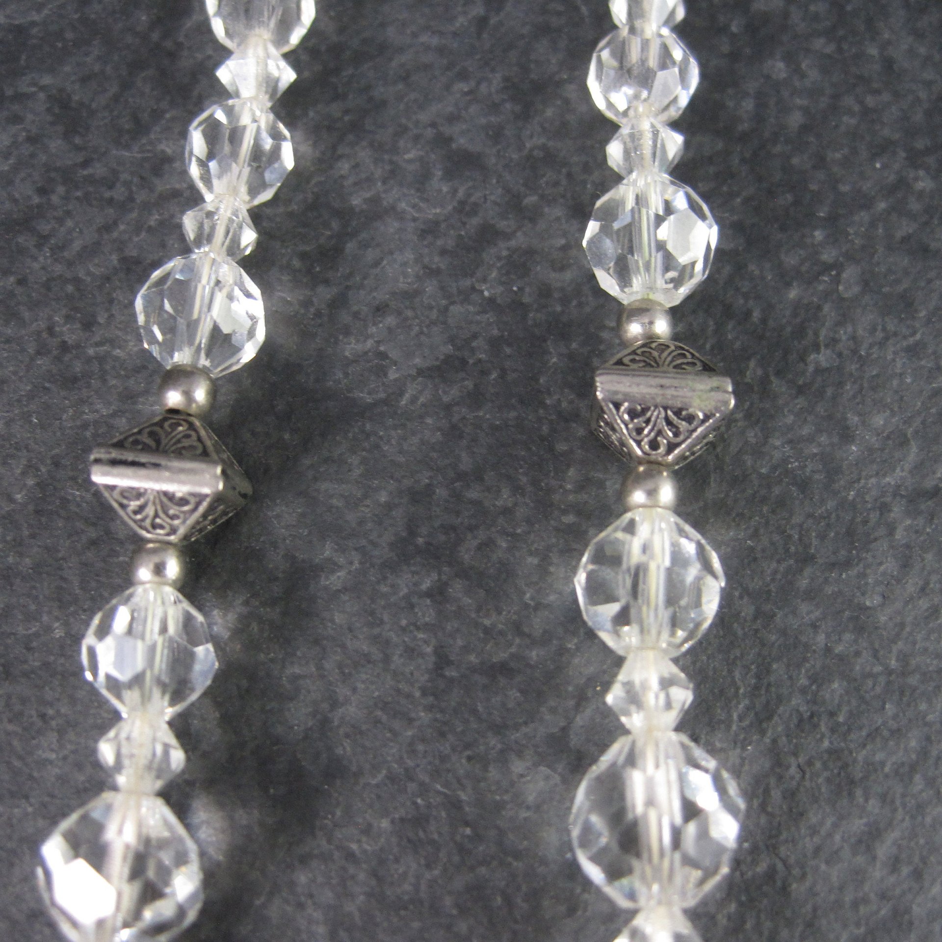 Vintage Sterling Czech Glass Faceted Bead Necklace